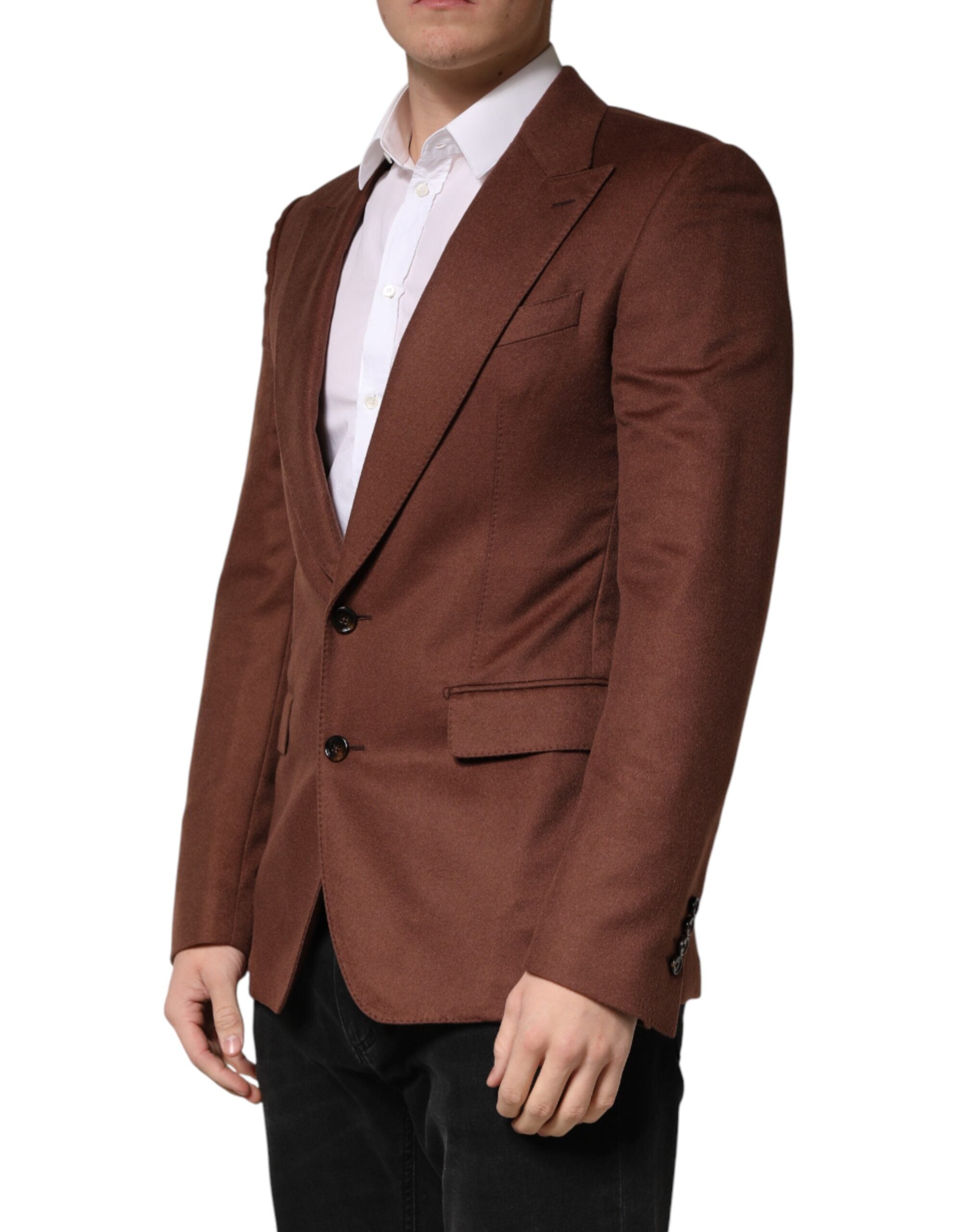 Dolce & Gabbana Brown Cashmere Single Breasted Jacket Blazer - Luxe Marca