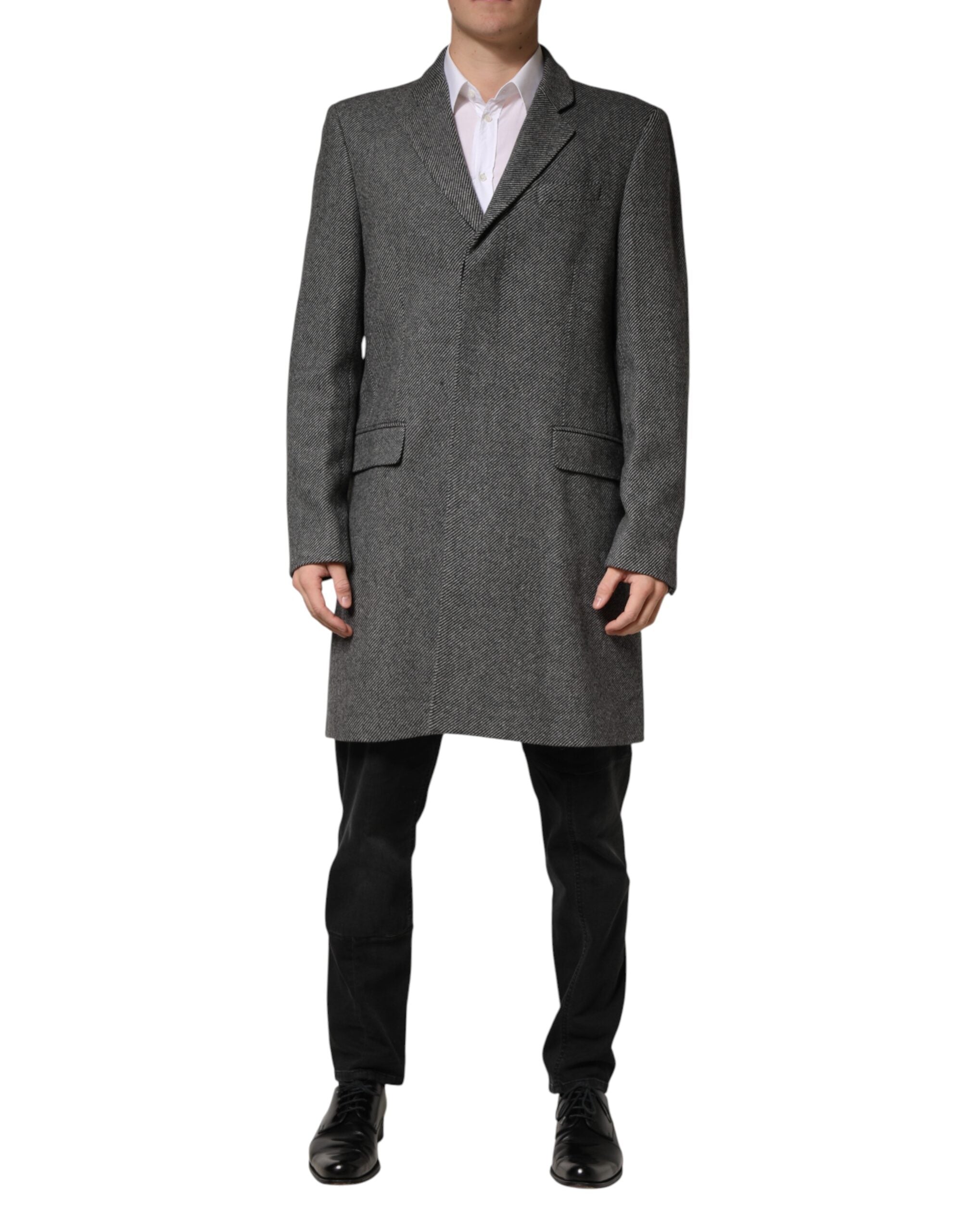 Dolce & Gabbana Gray Single Breasted Men Trench Coat Jacket - Luxe Marca