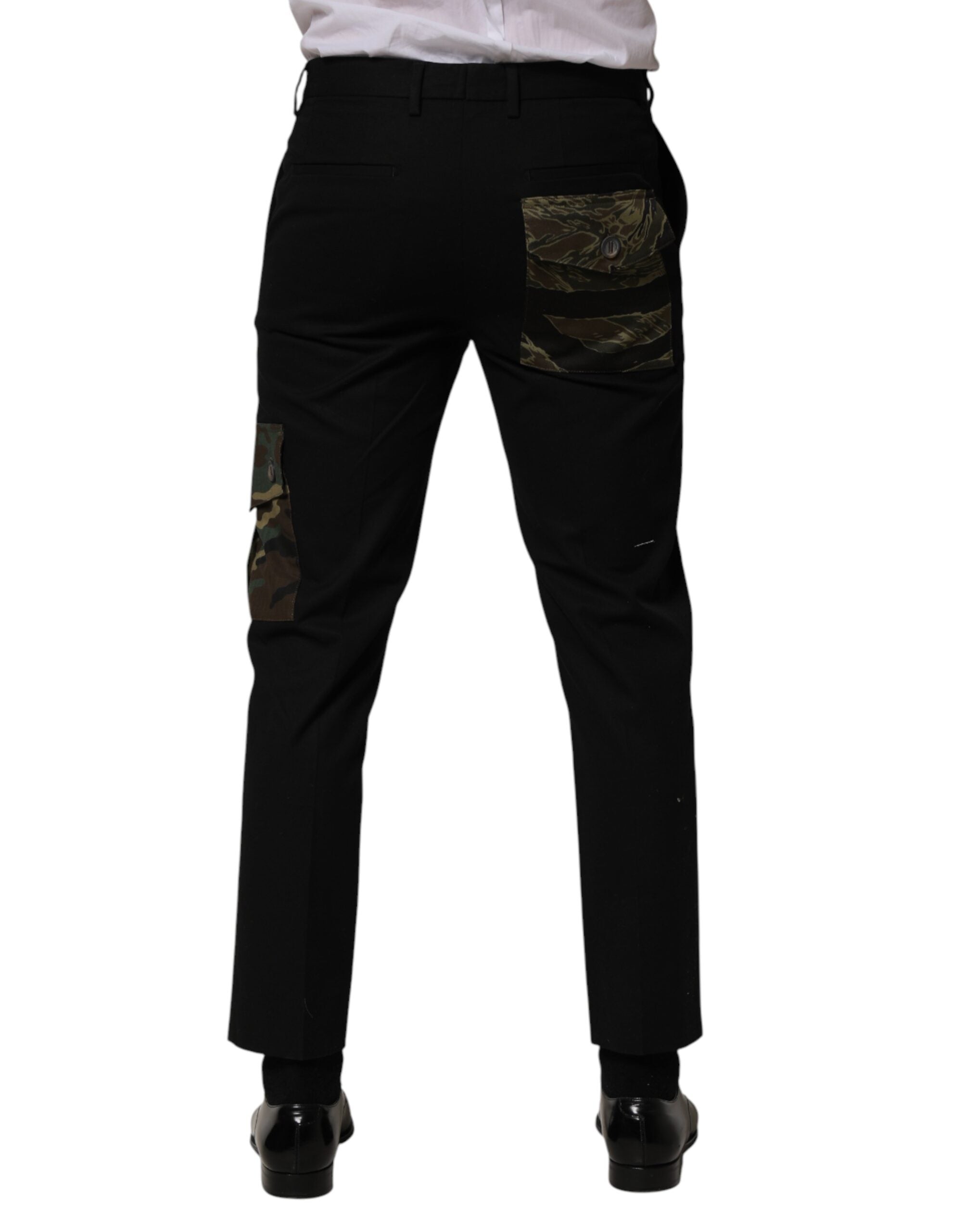 Dolce & Gabbana Black Cotton Skinny Dress Cargo Trouser Pants - Luxe Marca