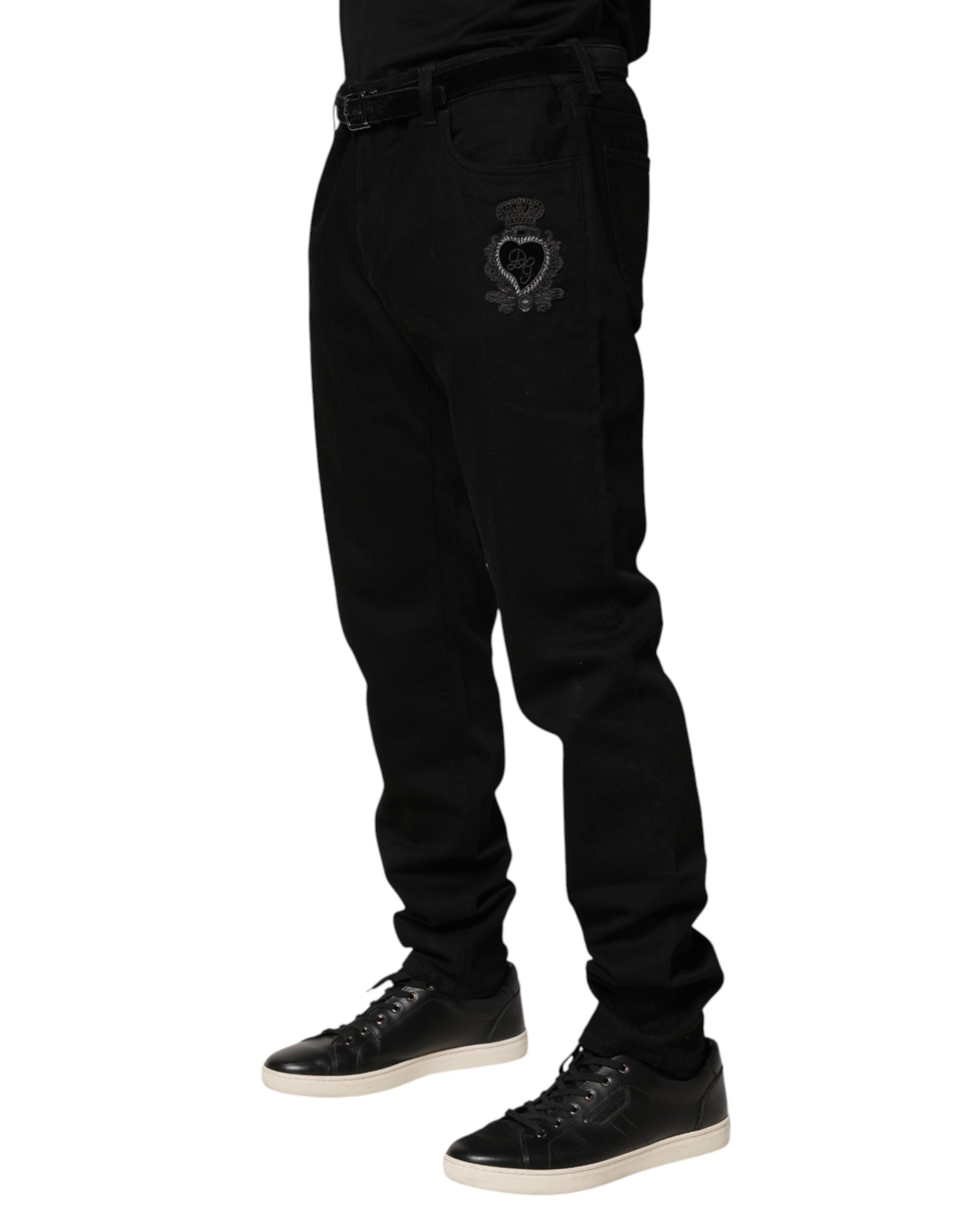 Dolce & Gabbana Black Sacred Heart Skinny Men Denim Jeans - Luxe Marca