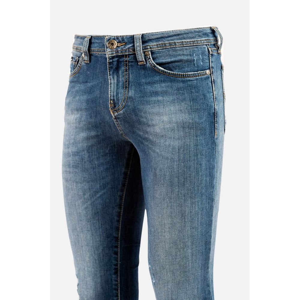 Gas Blue Cotton Slim Fit Jeans