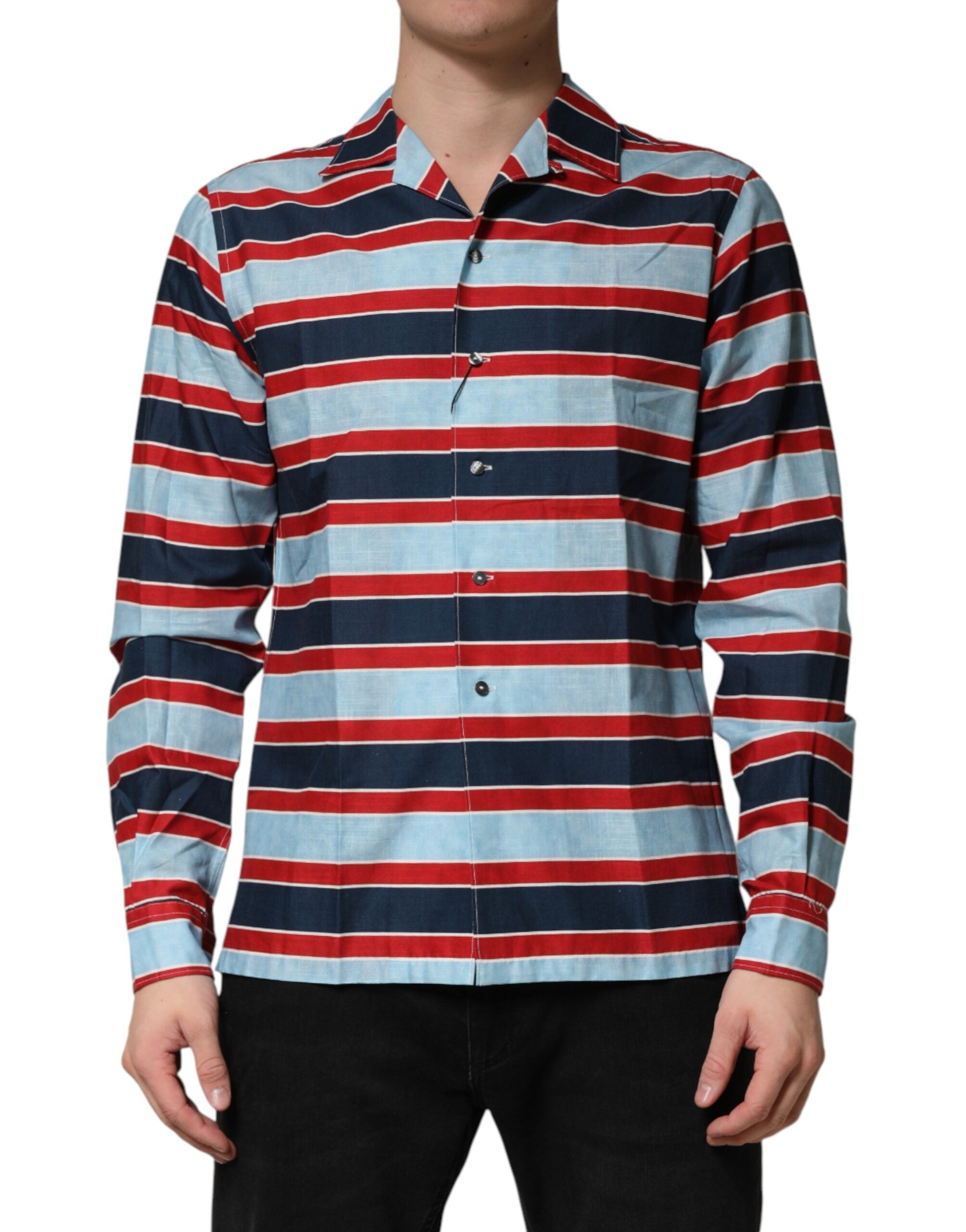 Dolce & Gabbana Multicolor Stripes Cotton Men Button Down Shirt - Luxe Marca