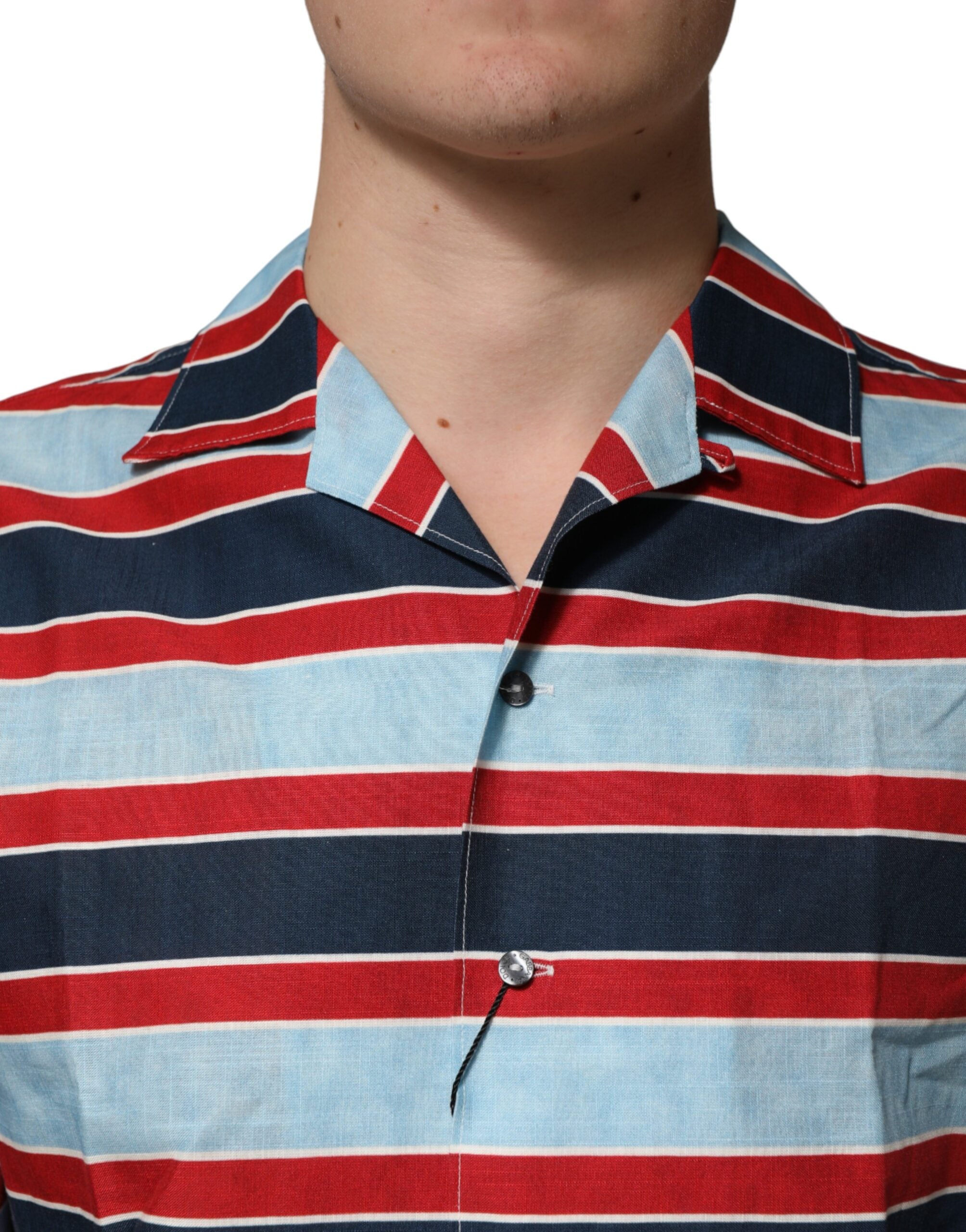 Dolce & Gabbana Multicolor Stripes Cotton Men Button Down Shirt - Luxe Marca