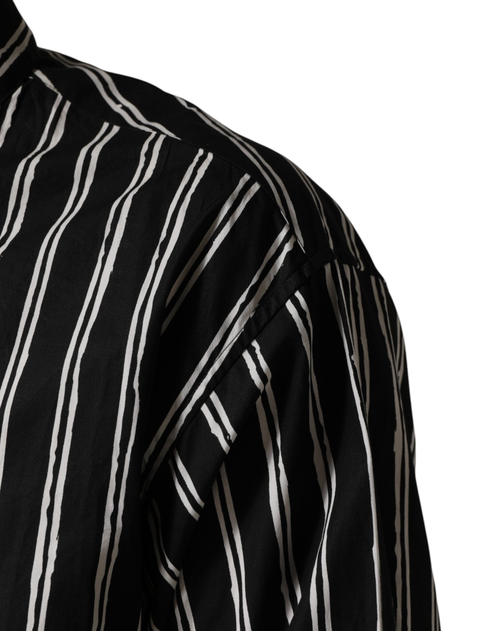 Dolce & Gabbana Black Stripes Cotton Men Formal Dress Shirt - Luxe Marca