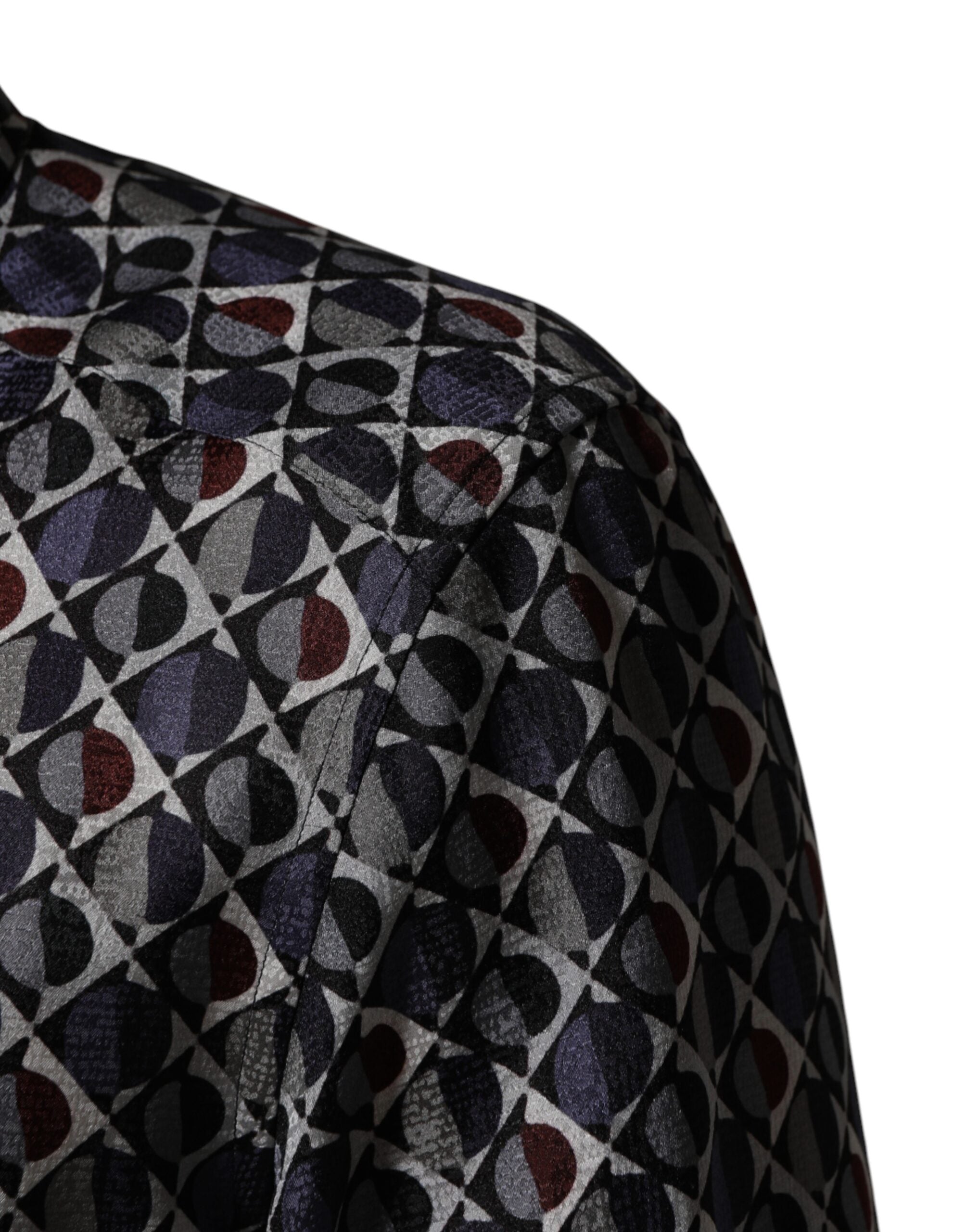 Dolce & Gabbana Multicolor Patterned Collared GOLD Men Dress Shirt - Luxe Marca
