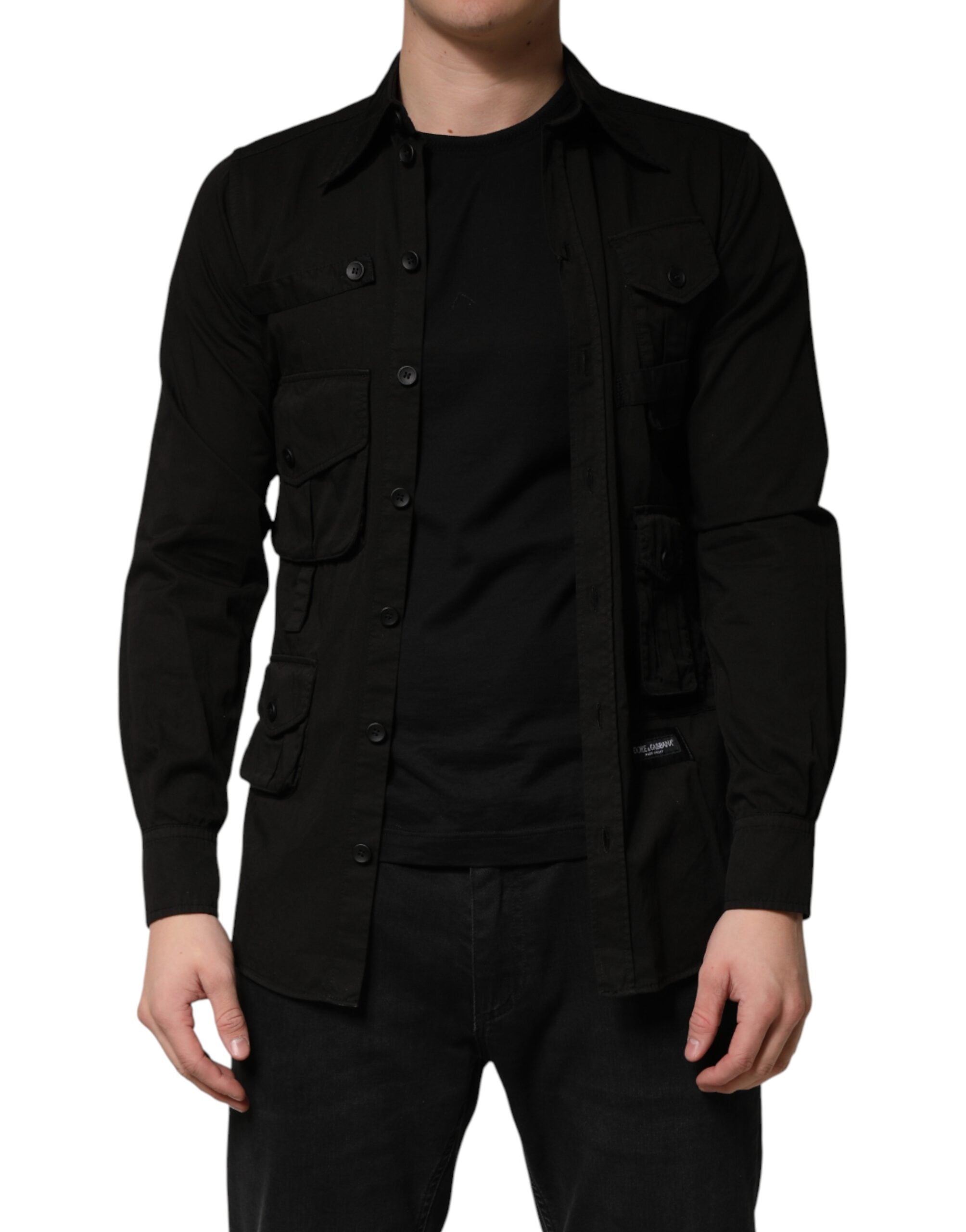 Dolce & Gabbana Black Cotton Collared Men Button Down Shirt - Luxe Marca