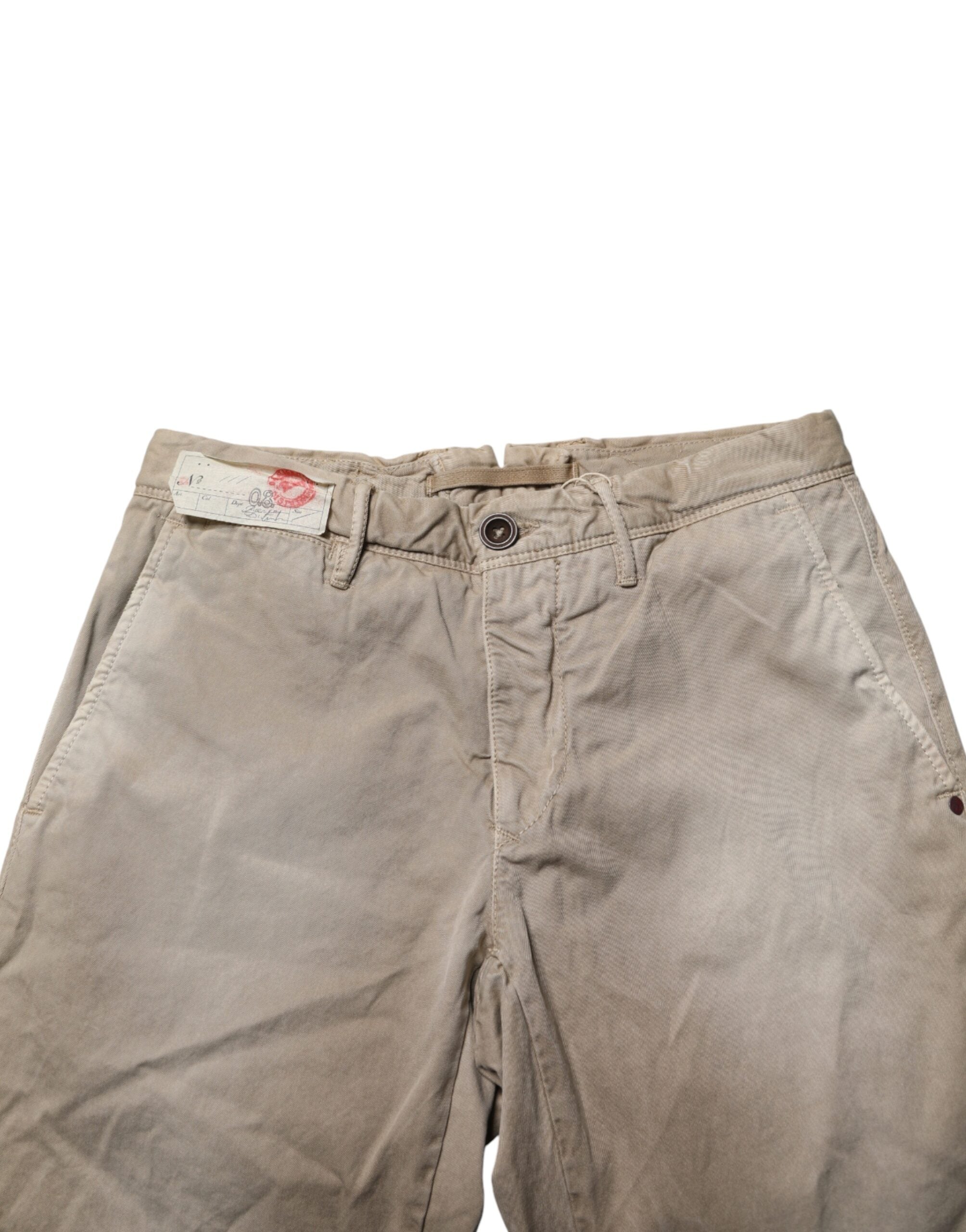 Incotex Beige Mid Waist Straight Women Casual Chino Trouser Pants - Luxe Marca