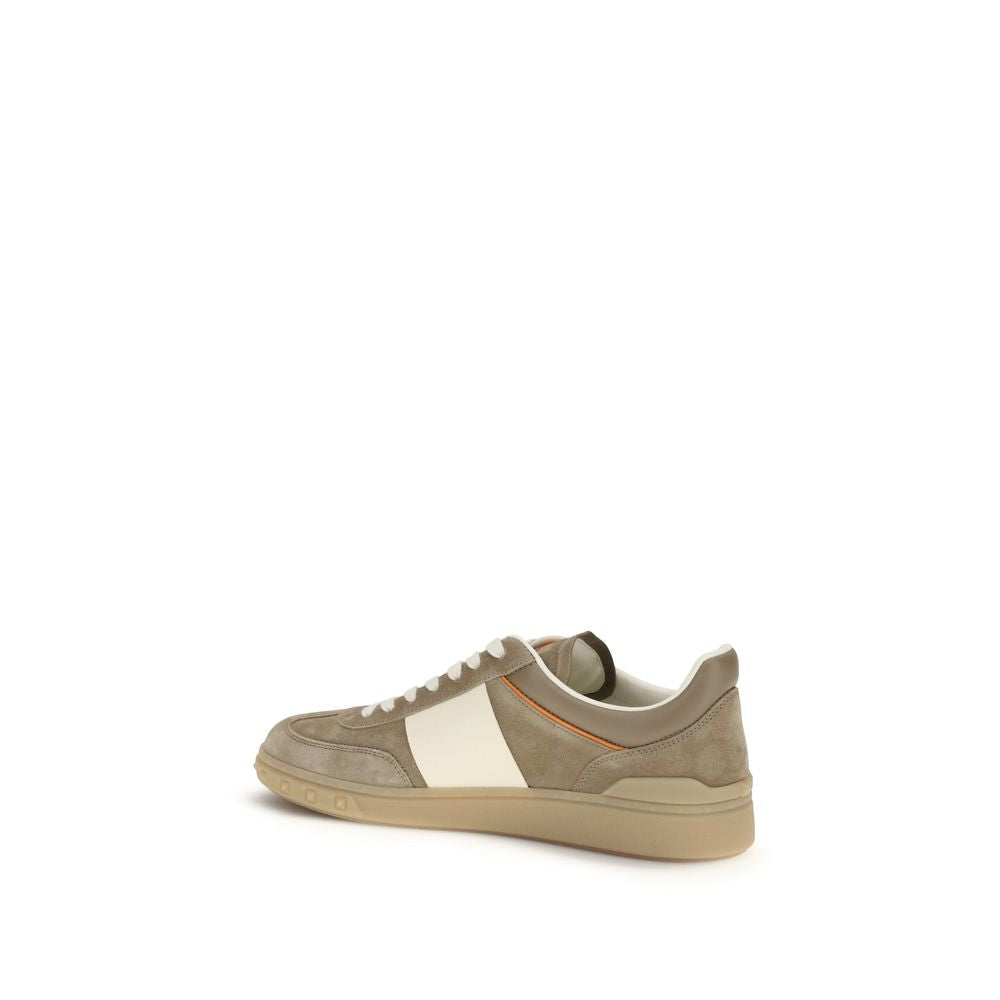 Valentino Garavani Beige Calf Leather Bos Taurus Low Top Sneakers - Luxe Marca