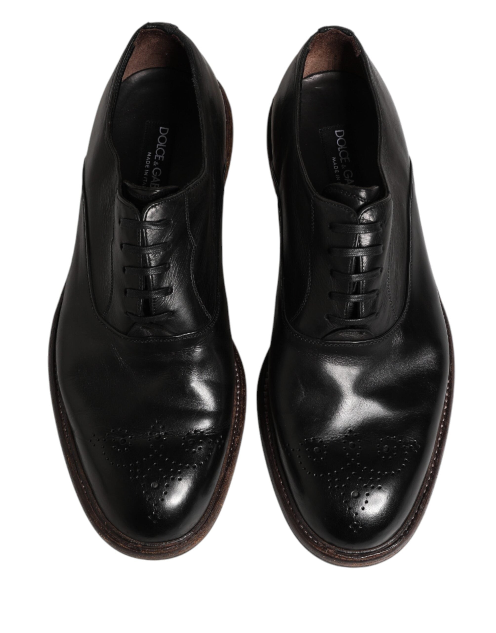 Dolce & Gabbana Black Calfskin Leather Oxford Dress Shoes - Luxe Marca