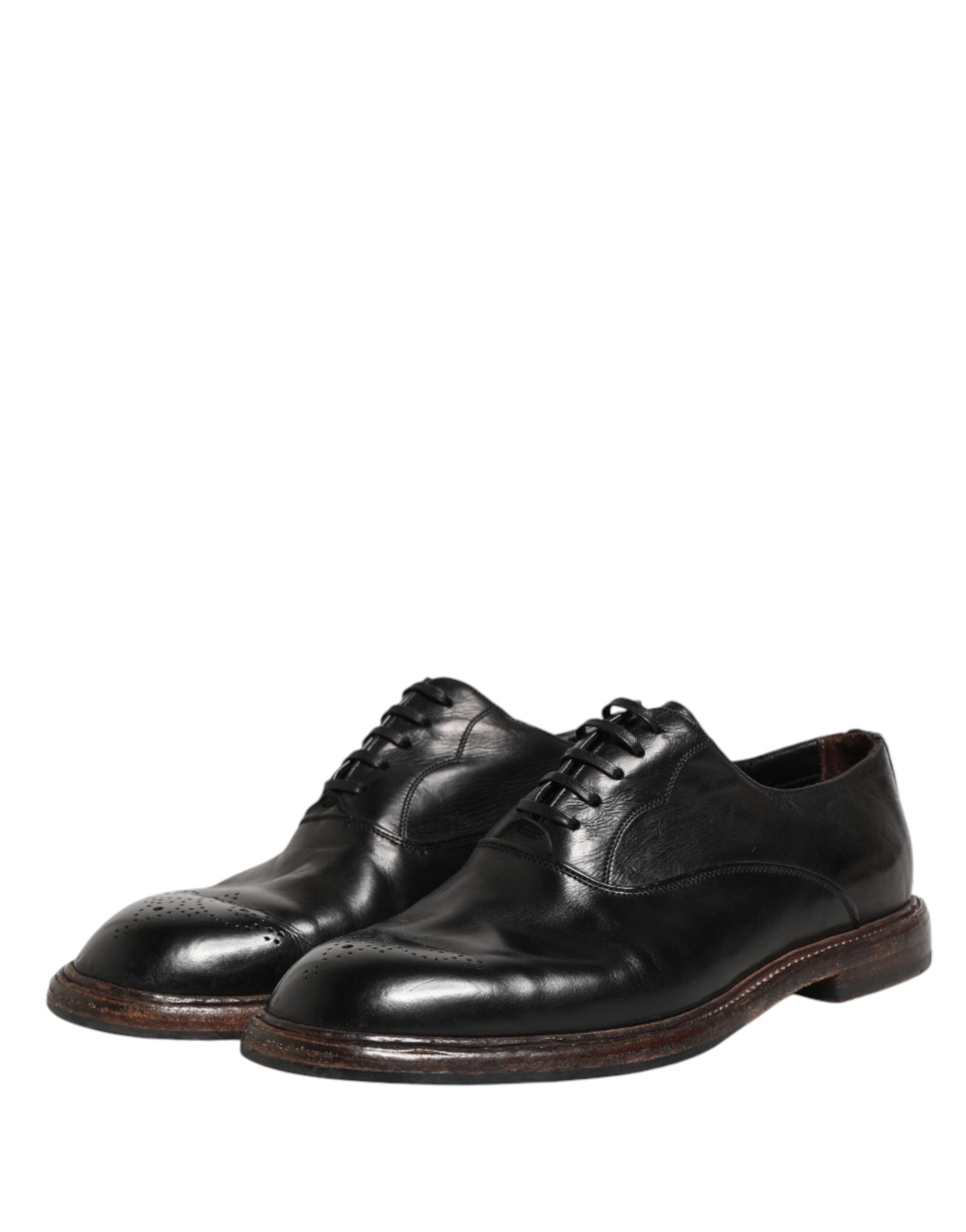 Dolce & Gabbana Black Calfskin Leather Oxford Dress Shoes - Luxe Marca
