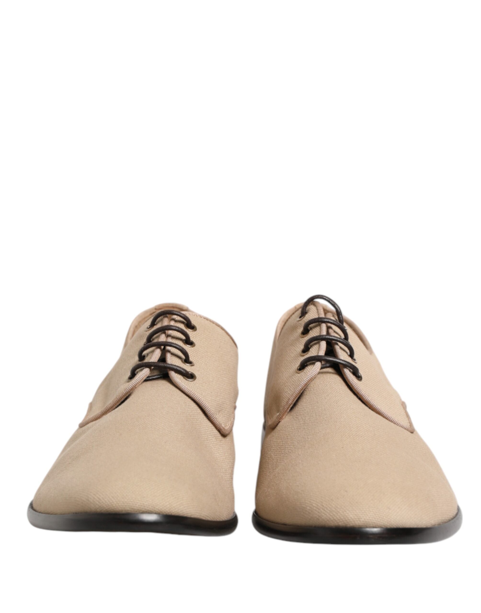 Dolce & Gabbana Beige Canvas Derby Lace Up Dress Men Shoes - Luxe Marca
