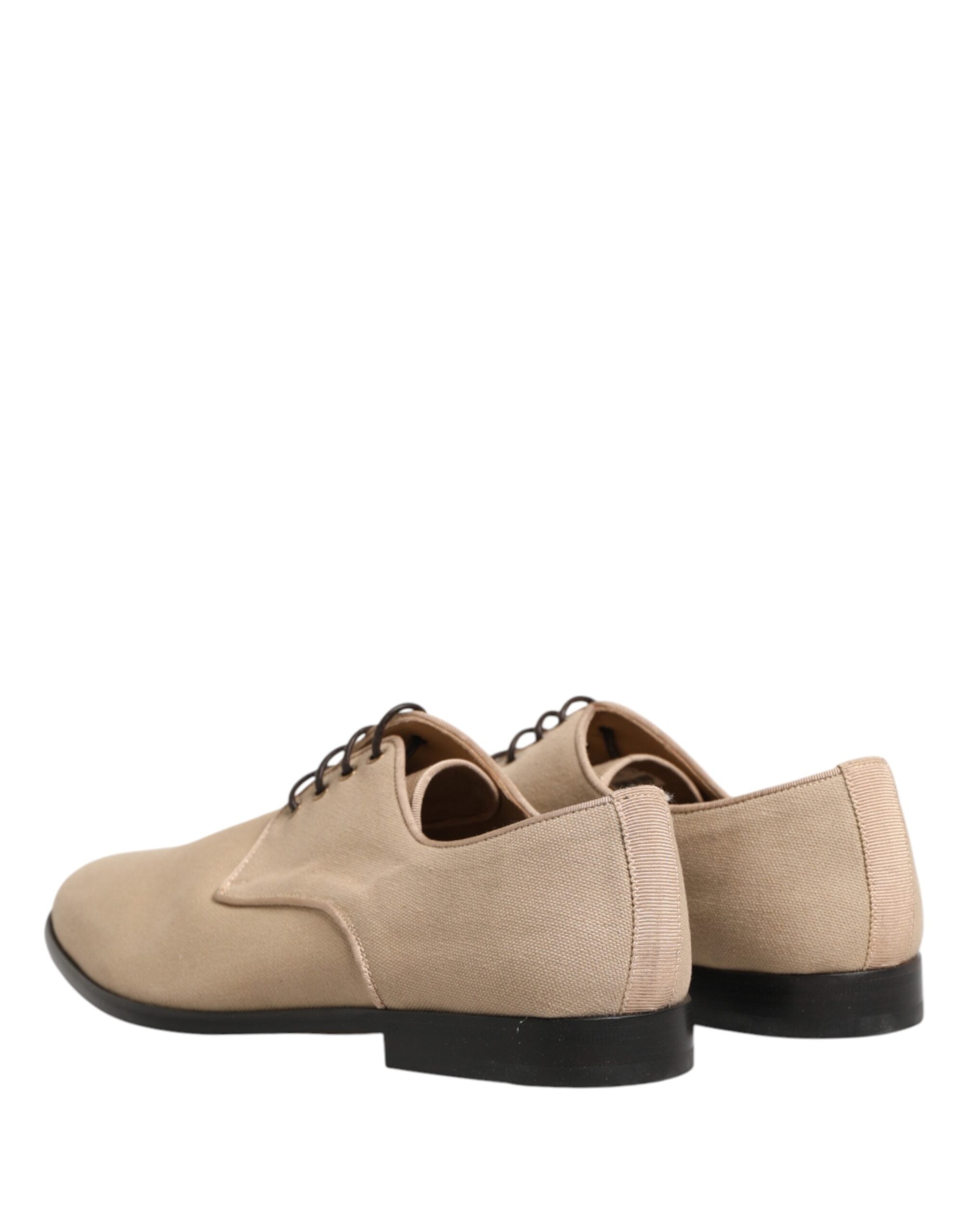 Dolce & Gabbana Beige Canvas Derby Lace Up Dress Men Shoes - Luxe Marca