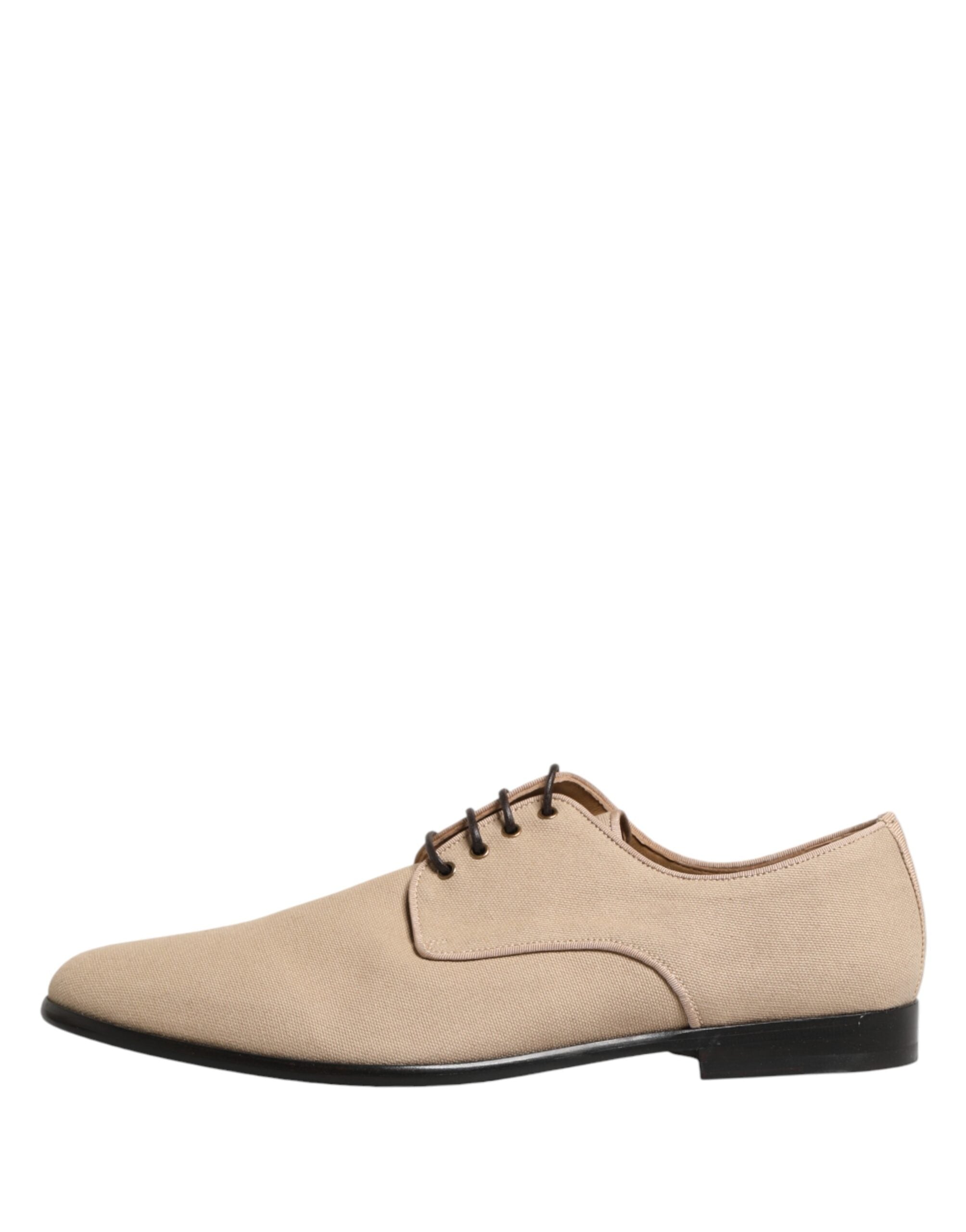 Dolce & Gabbana Beige Canvas Derby Lace Up Dress Men Shoes - Luxe Marca