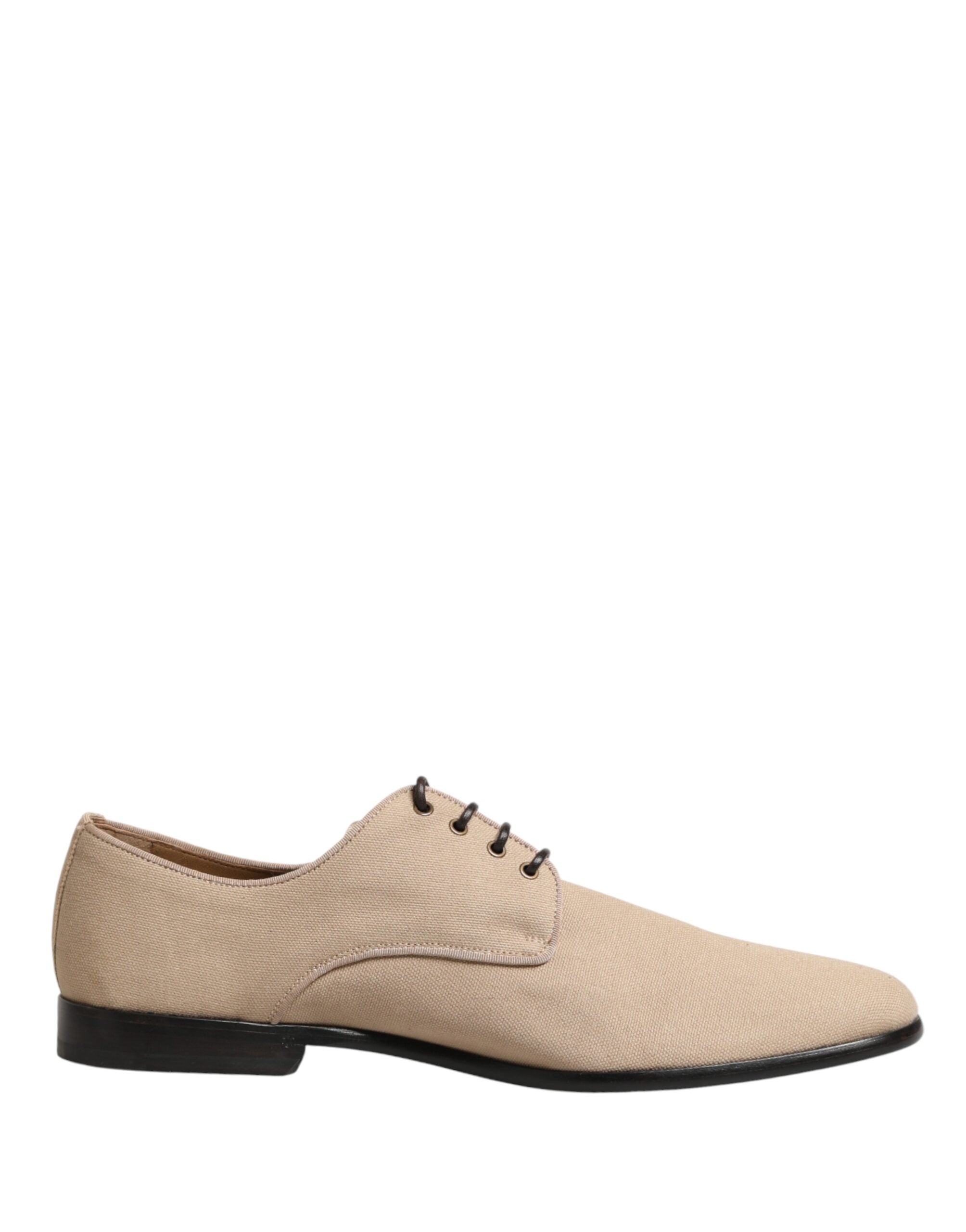 Dolce & Gabbana Beige Canvas Derby Lace Up Dress Men Shoes - Luxe Marca