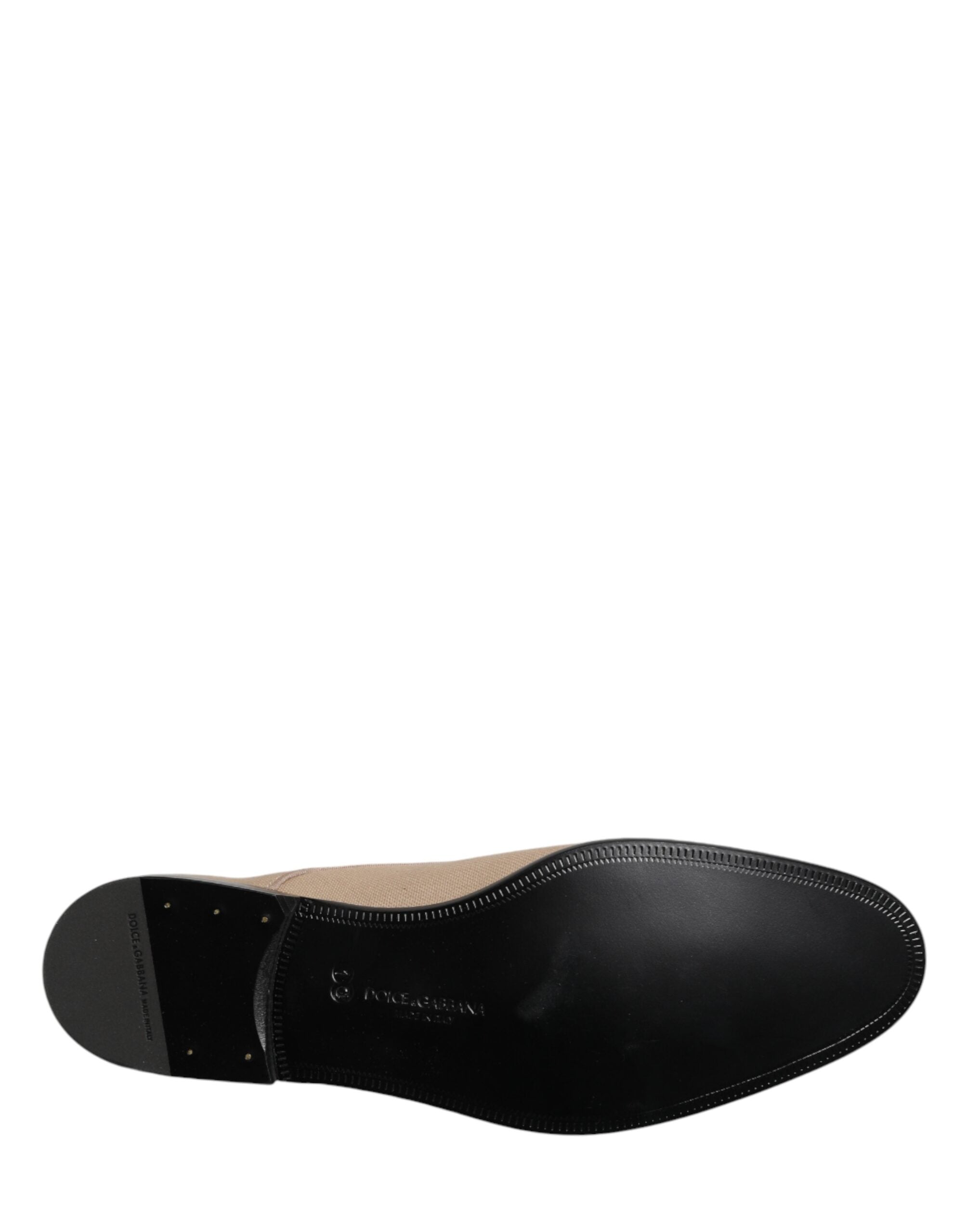 Dolce & Gabbana Beige Canvas Derby Lace Up Dress Men Shoes - Luxe Marca