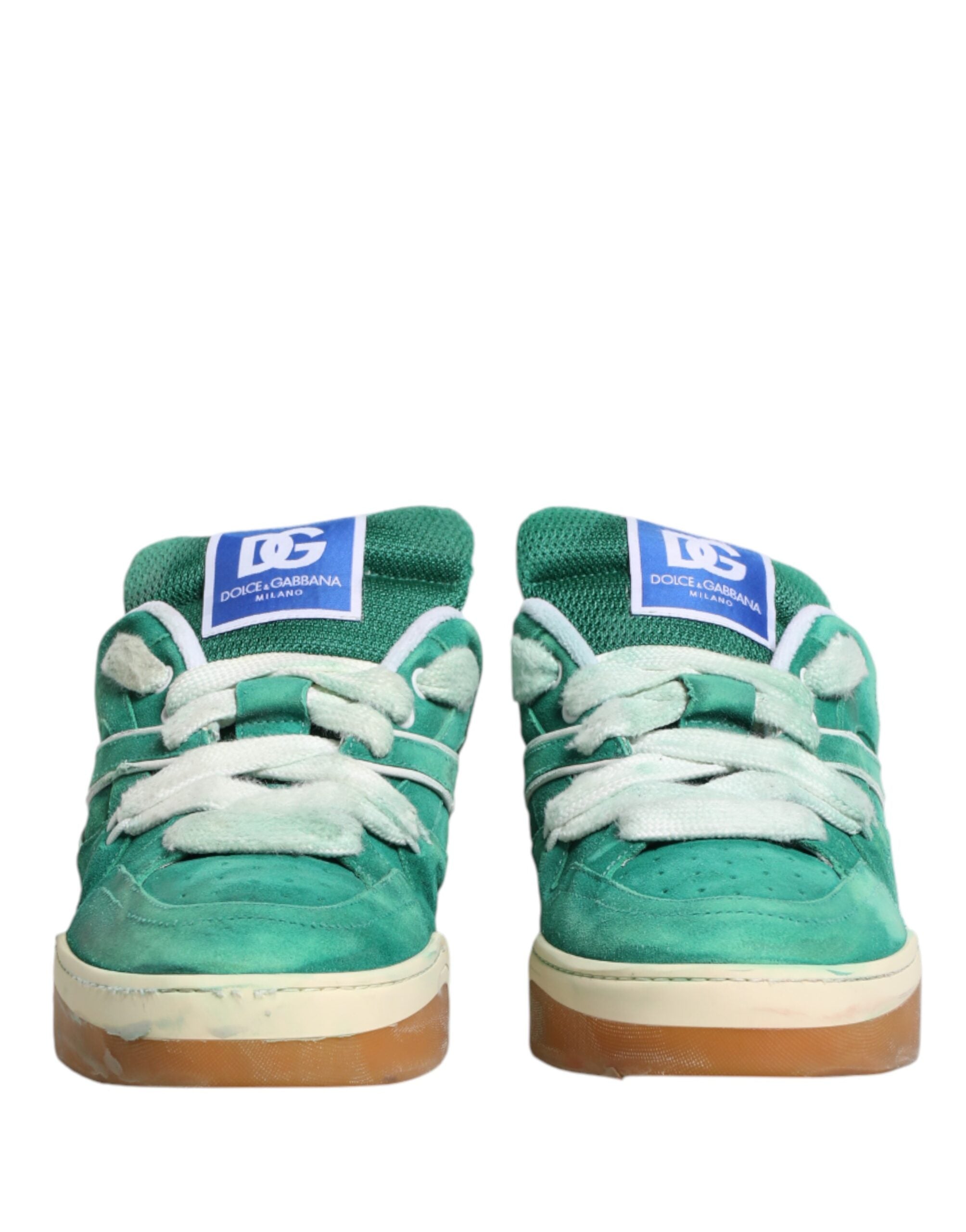 Dolce & Gabbana Green Suede New Roma Low Top Sneakers Shoes - Luxe Marca