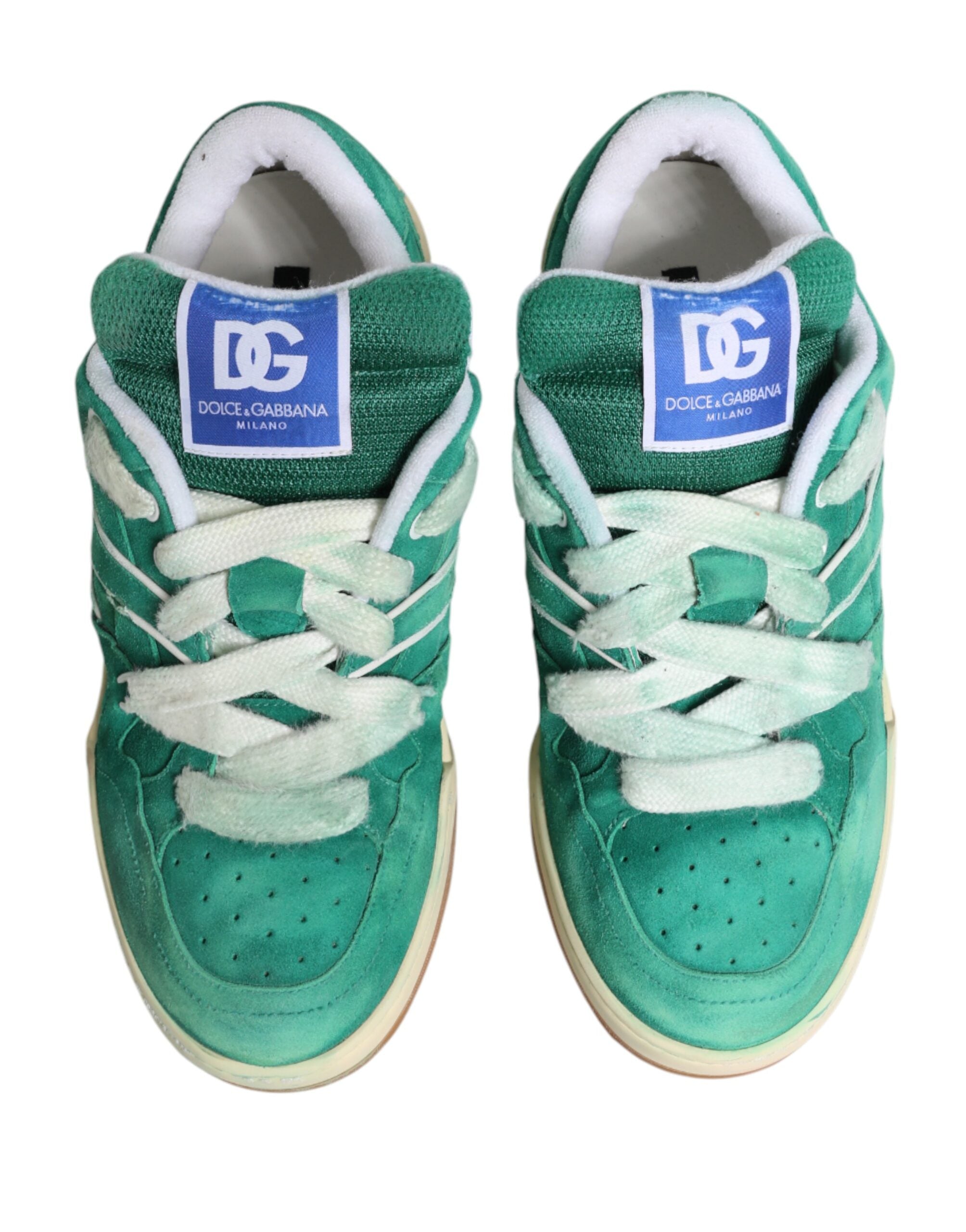 Dolce & Gabbana Green Suede New Roma Low Top Sneakers Shoes - Luxe Marca