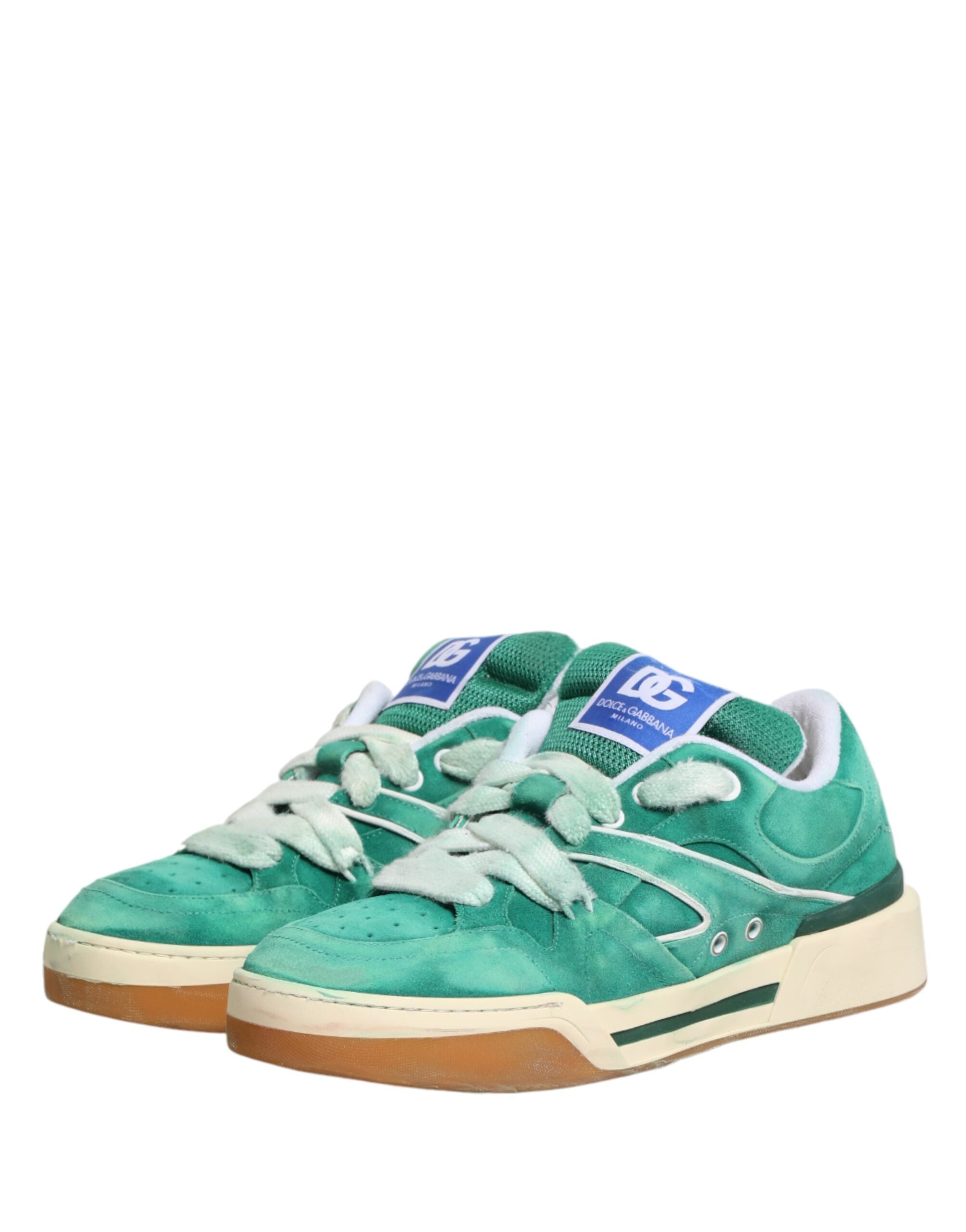 Dolce & Gabbana Green Suede New Roma Low Top Sneakers Shoes - Luxe Marca