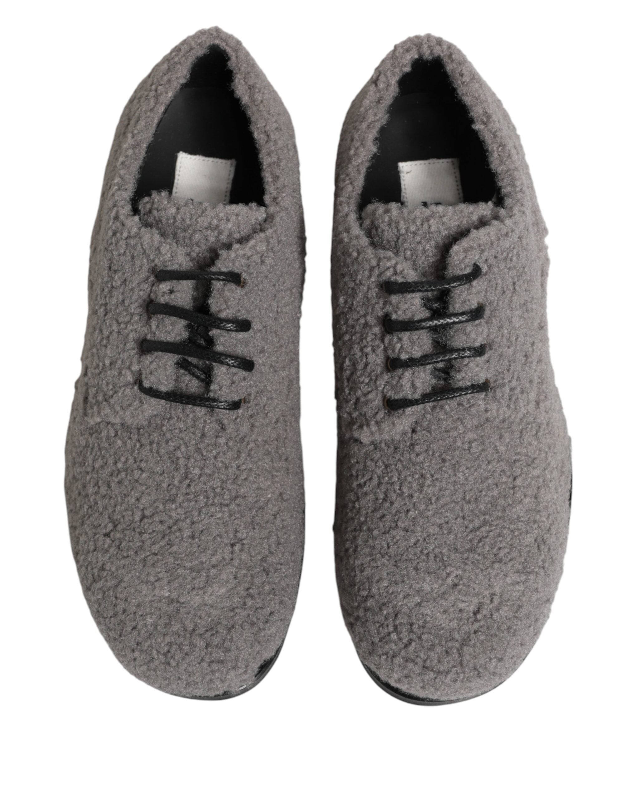 Dolce & Gabbana Gray Fleece Lace Up Men Derby Dress Shoes - Luxe Marca