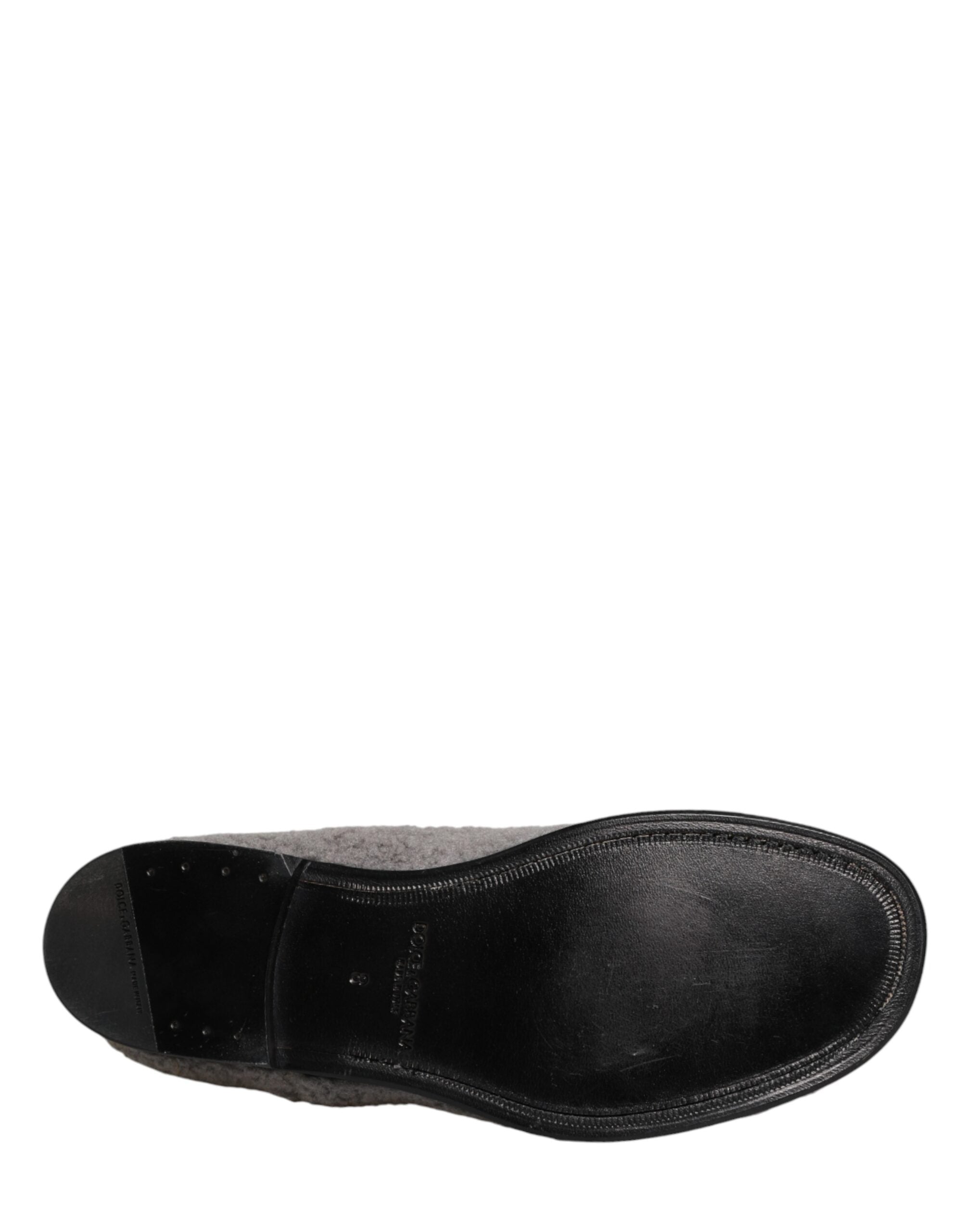 Dolce & Gabbana Gray Fleece Lace Up Men Derby Dress Shoes - Luxe Marca