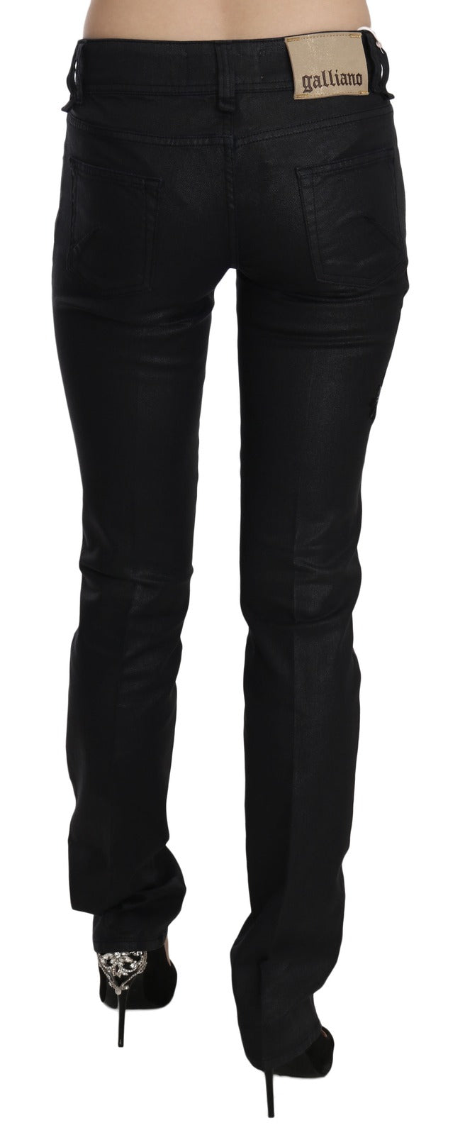 John Galliano Black Swan Floral Embroidered Mid Waist Skinny Denim Jeans - Luxe Marca
