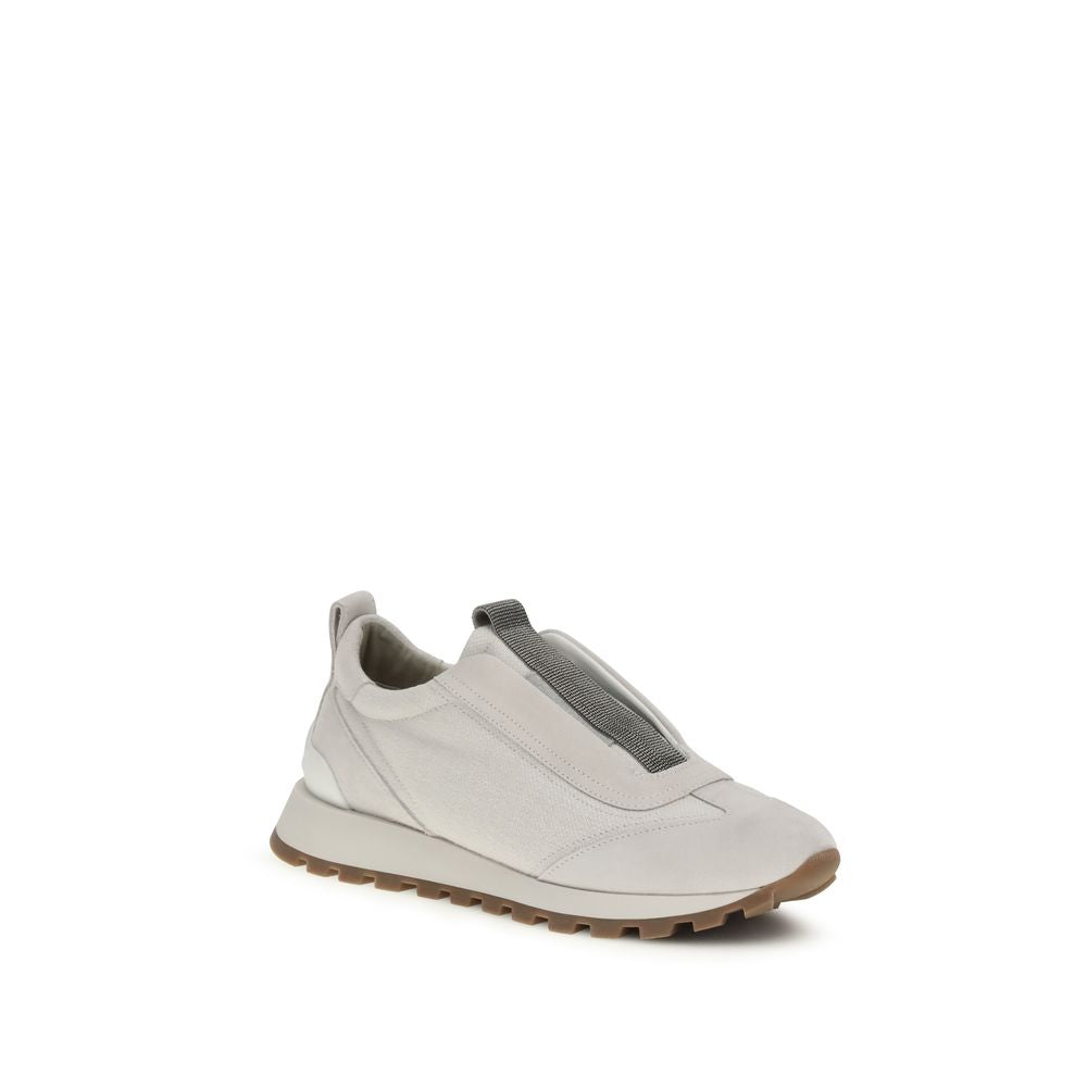 Brunello Cucinelli Gray Cotton Athletic Sneakers