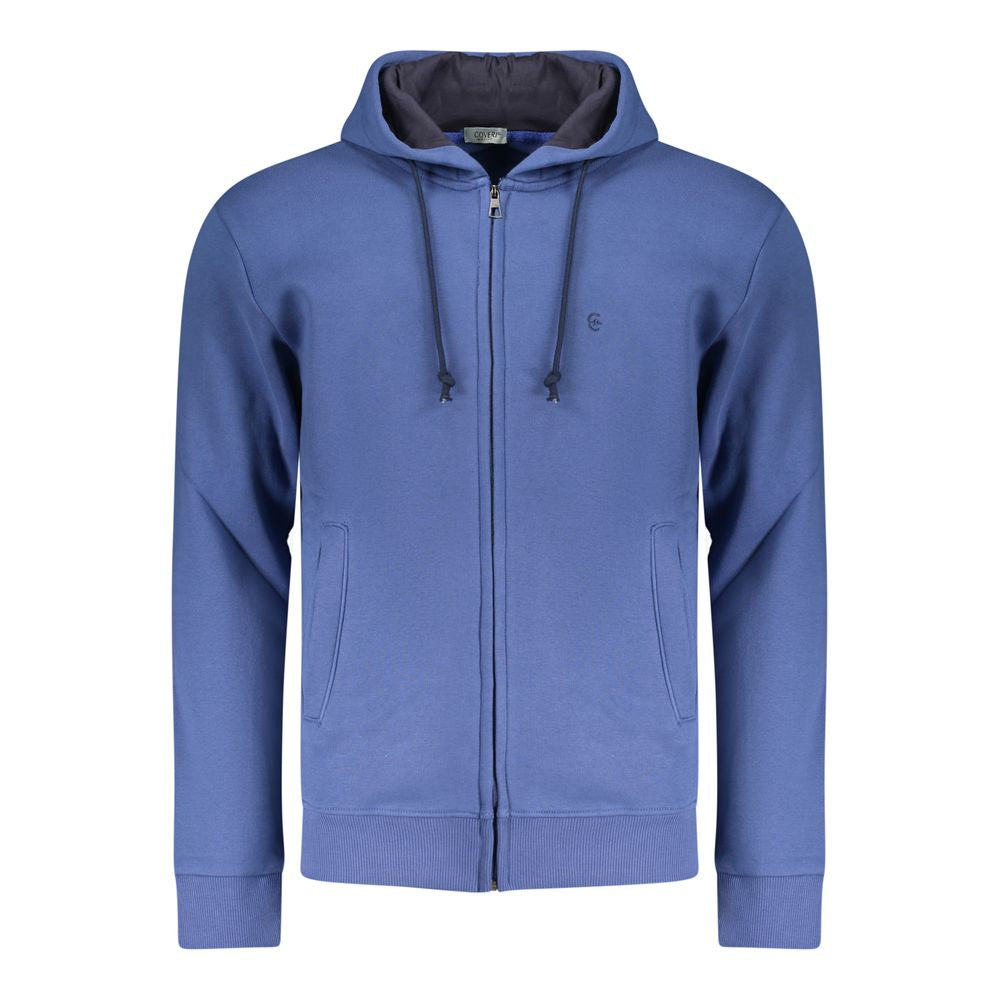 Coveri Moving Blue Cotton Men's Hoodie Sweatshirt