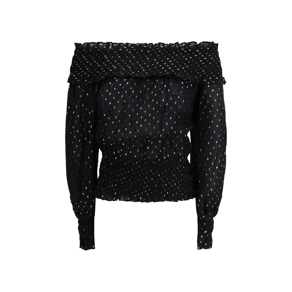 Self-Portrait Black Viscose Top