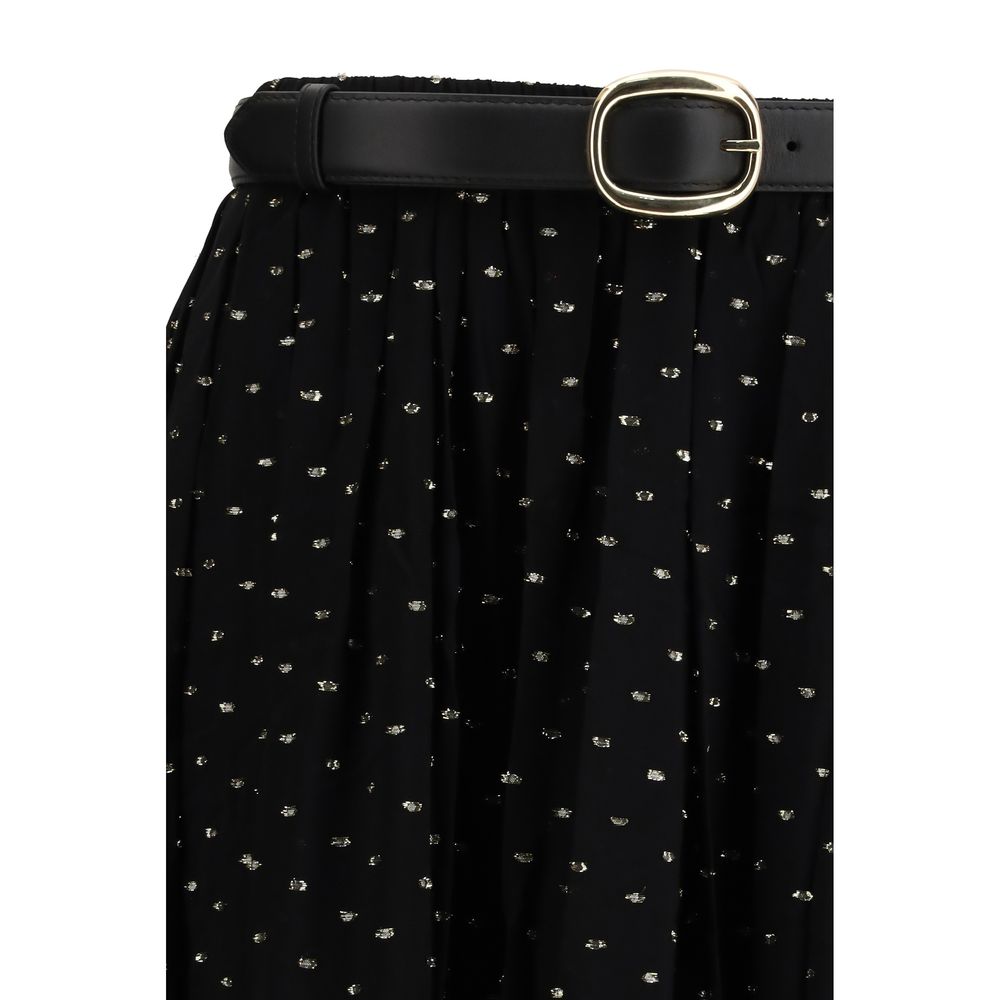 Self-Portrait Black Viscose Long Skirt