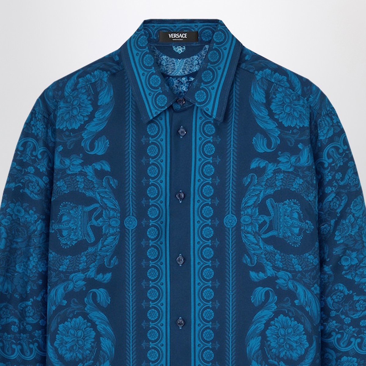 Versace Versace Slim-fit printed silk twill shirt in blue