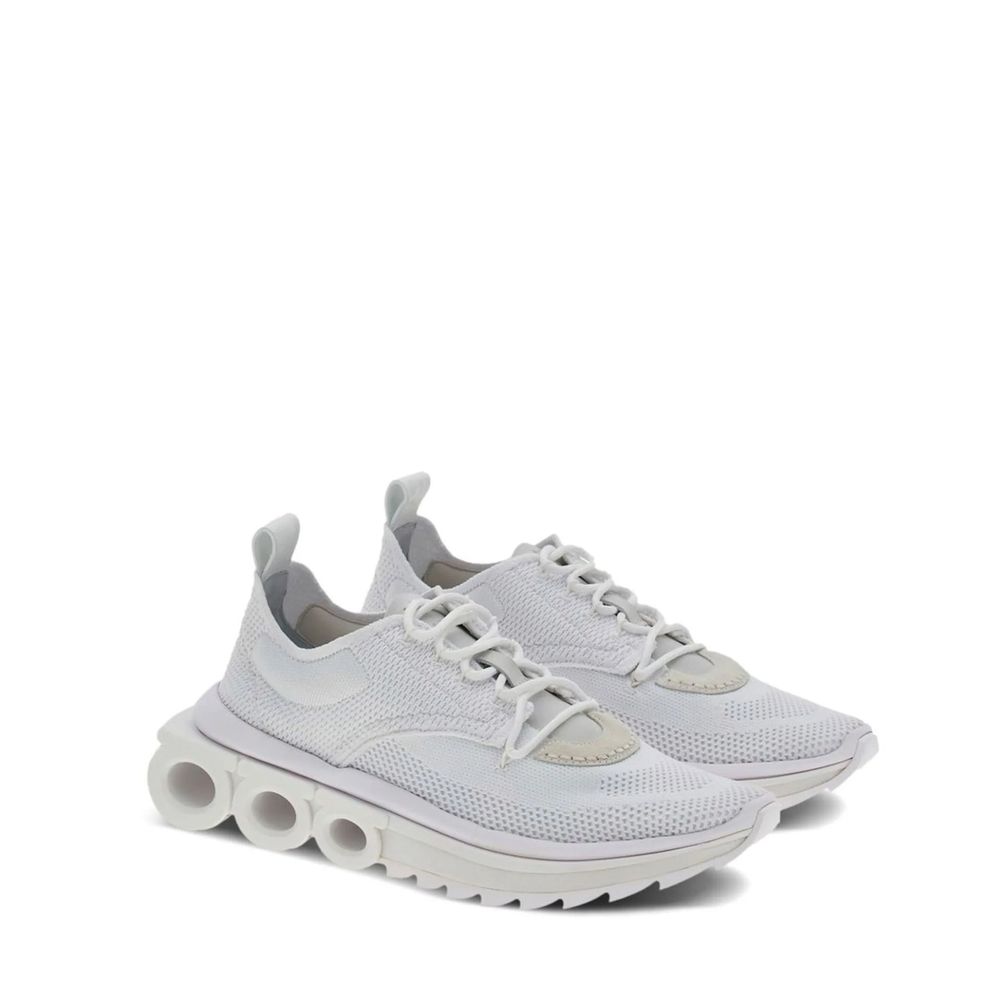 Salvatore Ferragamo White Nylon Athletic Sneakers