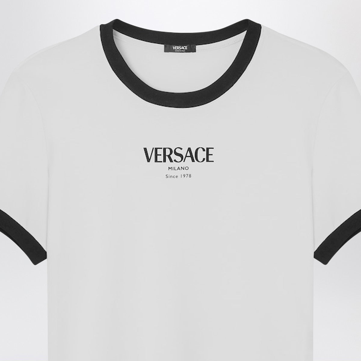 Versace Versace White/black stretch viscose jersey T-shirt