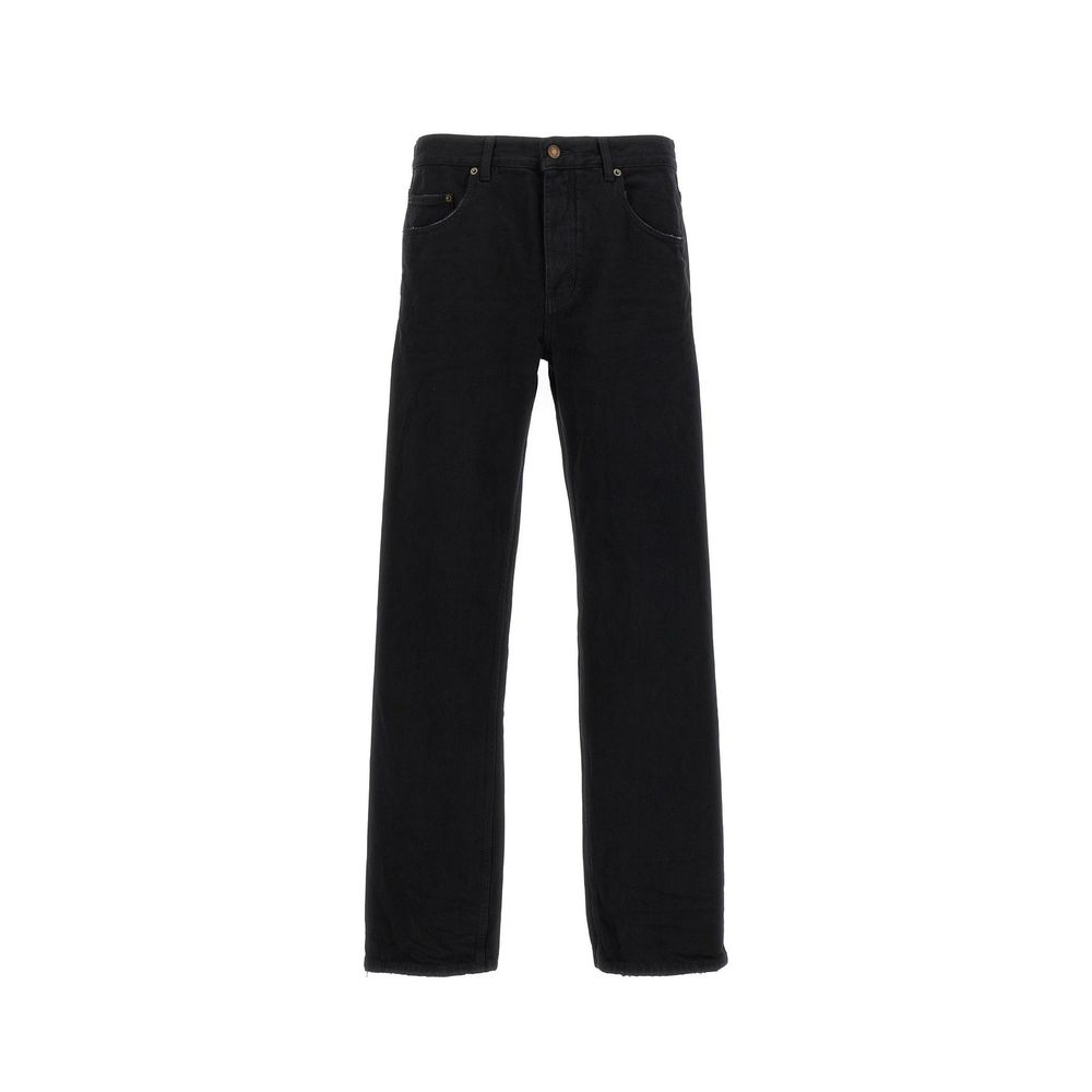 Saint Laurent Black Cotton Relaxed Fit Jeans