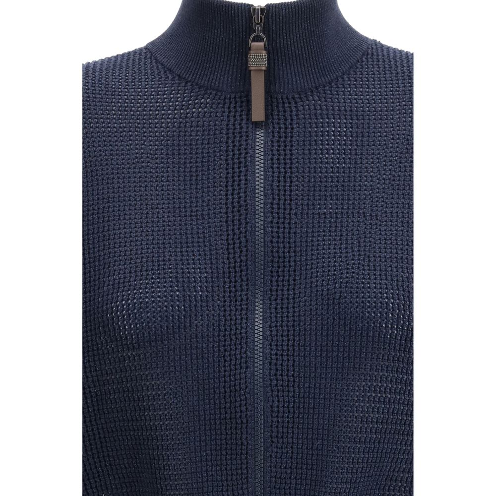 Brunello Cucinelli Blue Cotton Cardigan