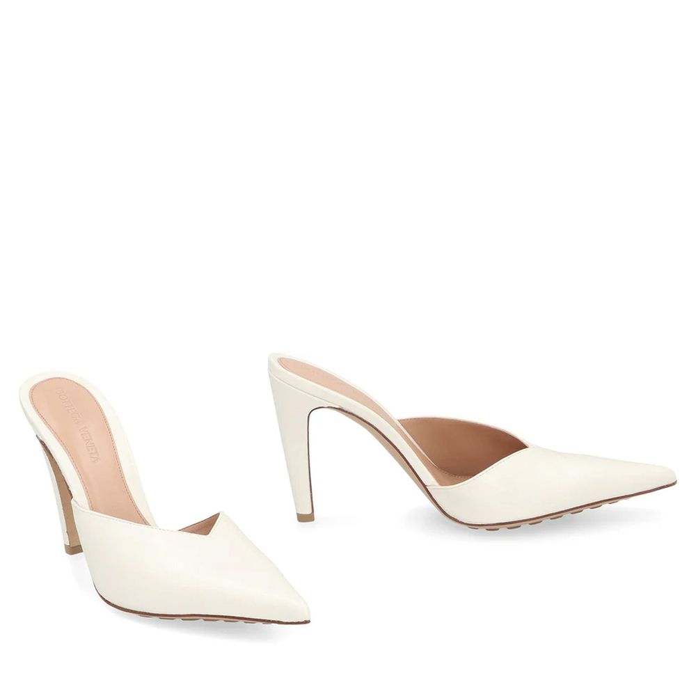 Bottega Veneta White Leather Mules