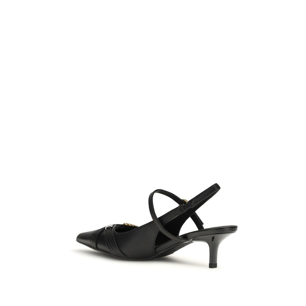 PINKO Black Calf Leather Bos Taurus High Heel Pumps
