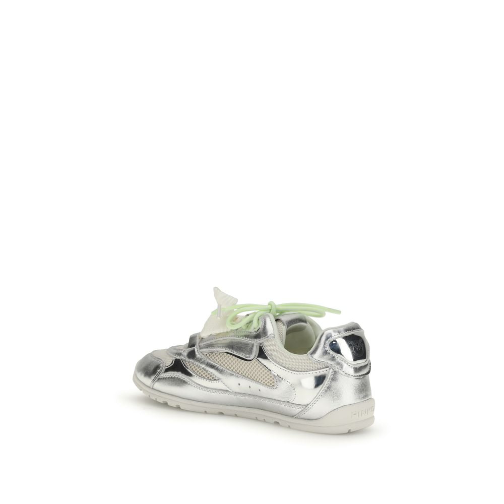 PINKO Silver Polyamide Athletic Sneakers