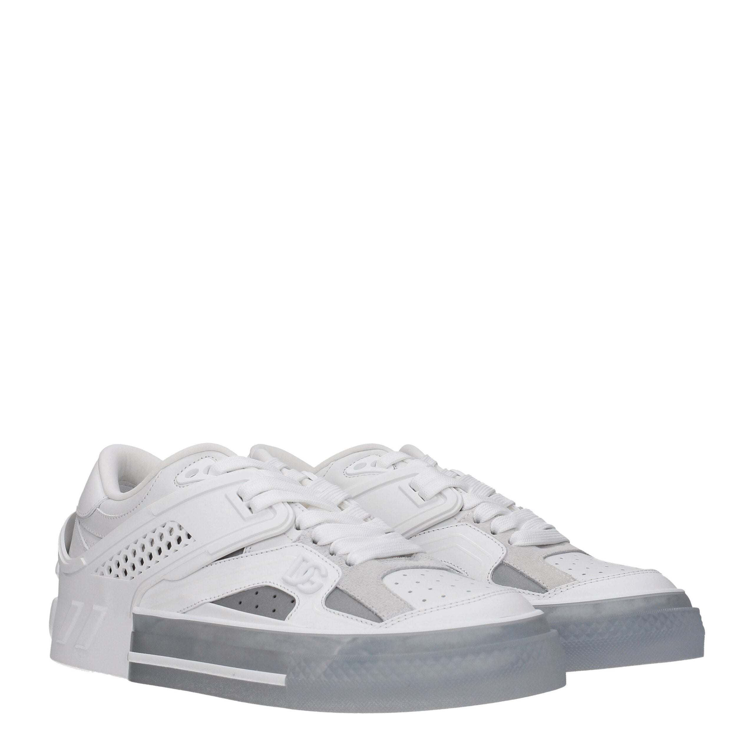 Dolce & Gabbana White Leather Low Top Sneakers