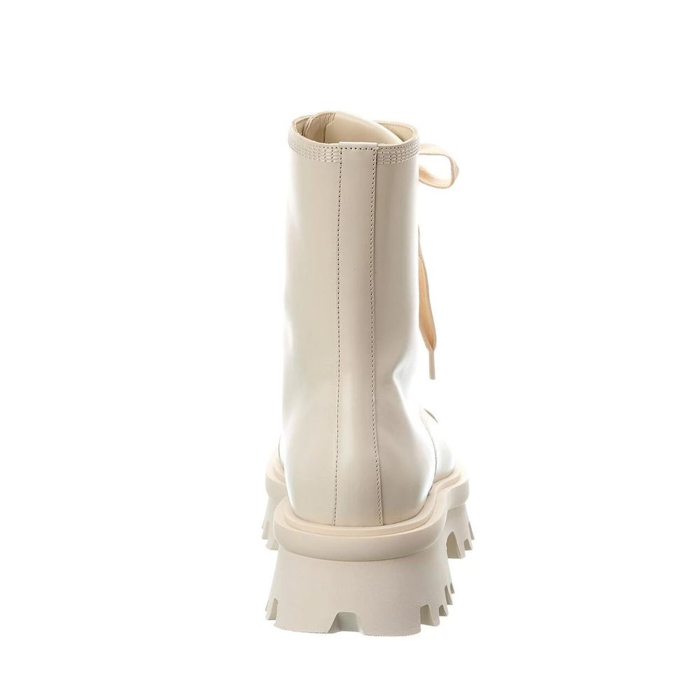 Salvatore Ferragamo White Calfskin Lace-Up Boots