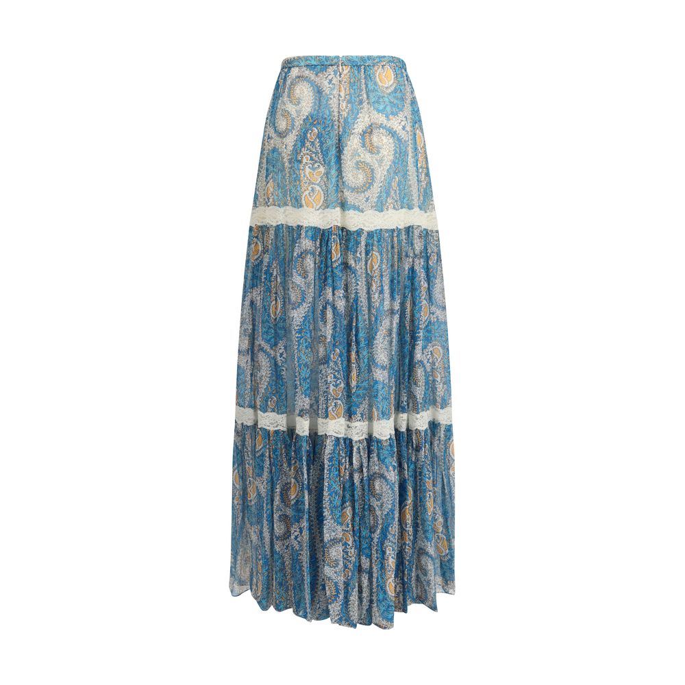 Etro Multicolor Silk Long Skirt
