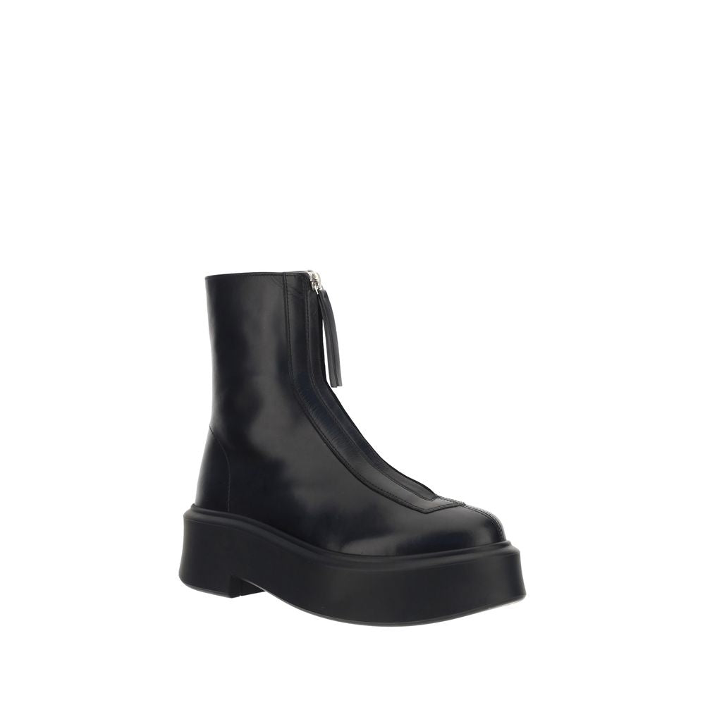 The Row Black Calf Leather Bos Taurus Ankle Boots