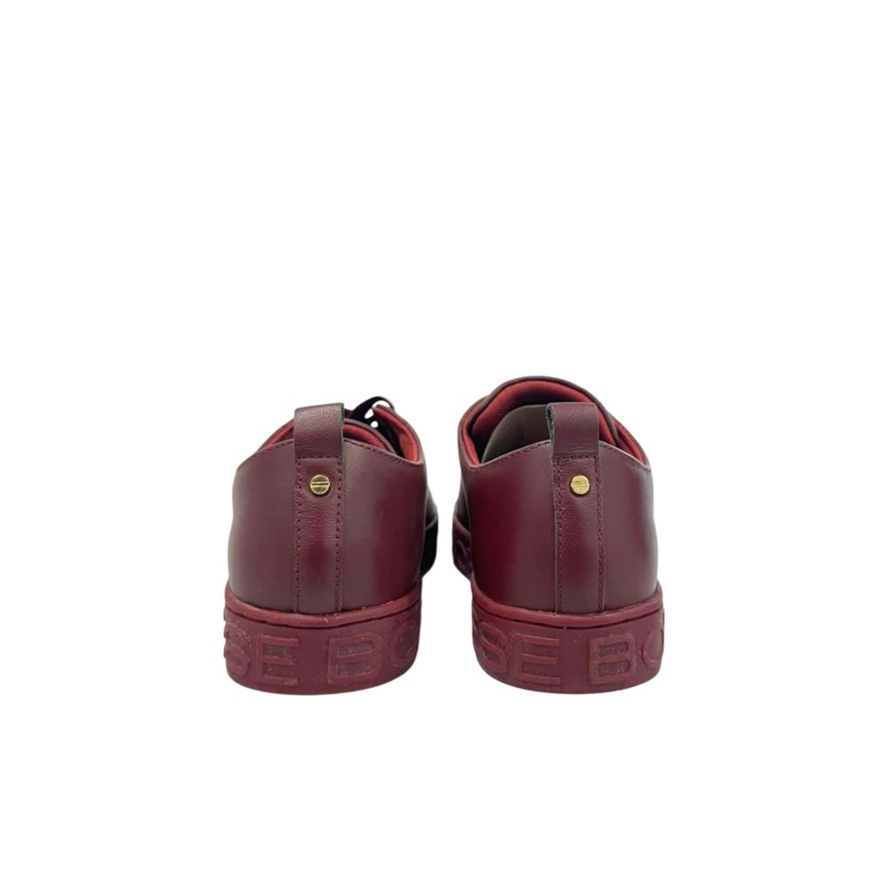 Borbonese Red Leather Women Sneaker with Platform Sole