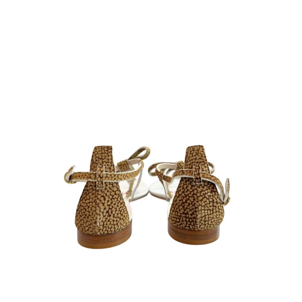Borbonese Beige Genuine Leather Women Sandal