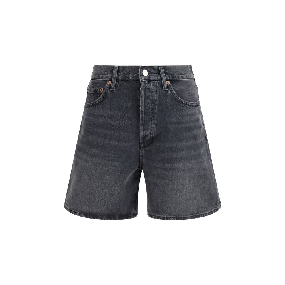 Agolde Black Cotton Bermuda Shorts