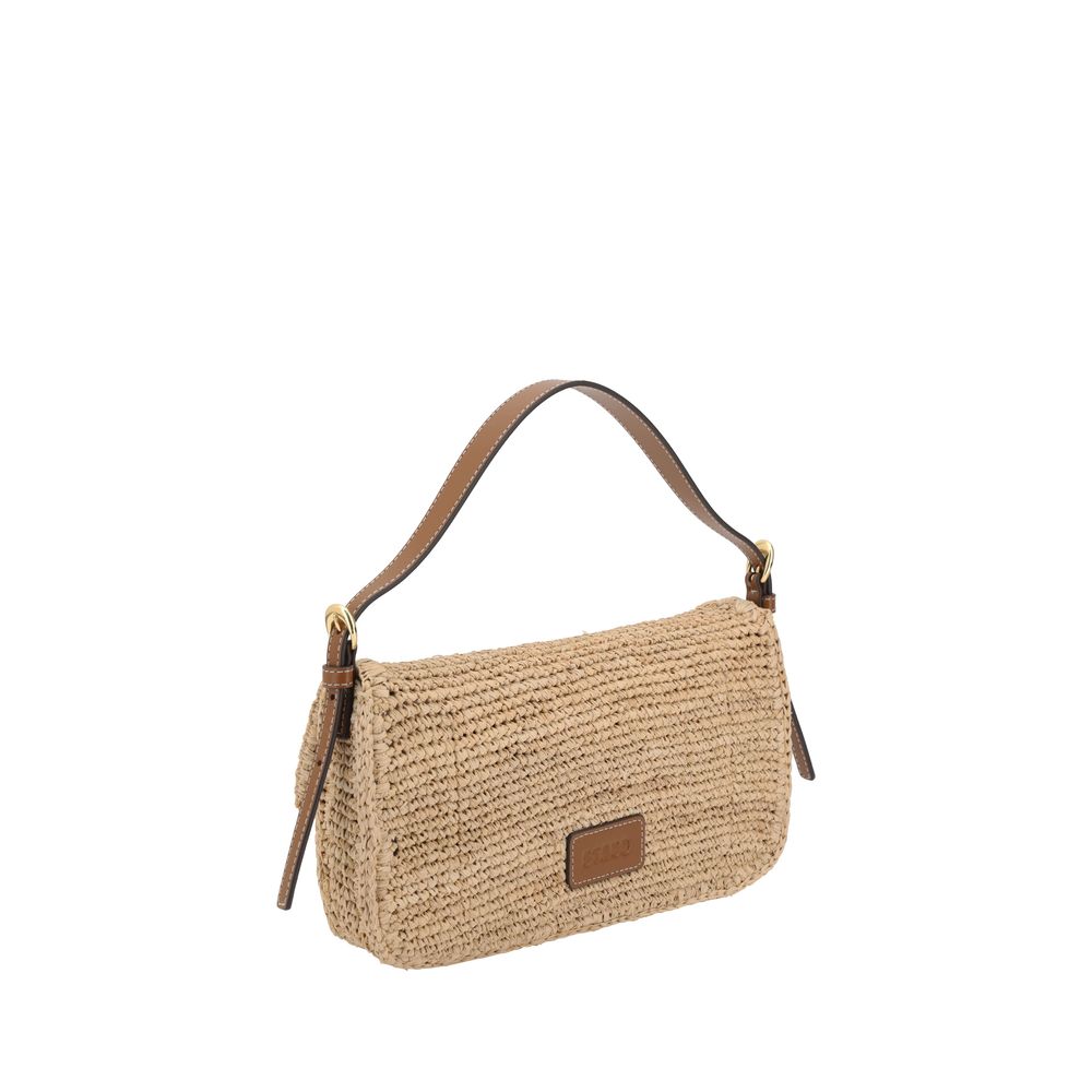 Staud Beige Raffia Shoulder Bag