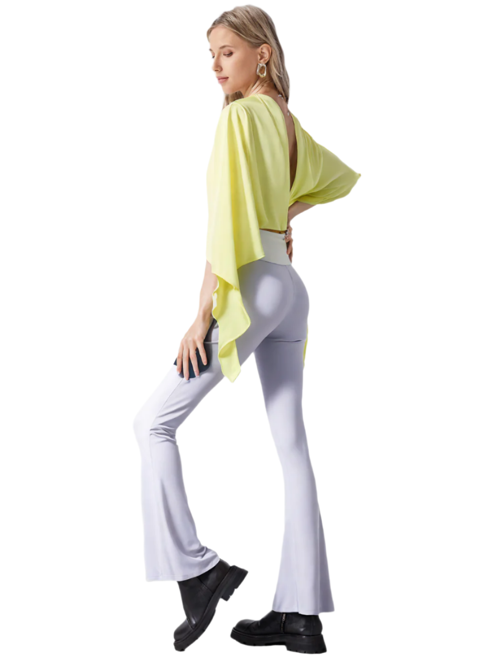 Georgette Poncho Tunic - Yellow