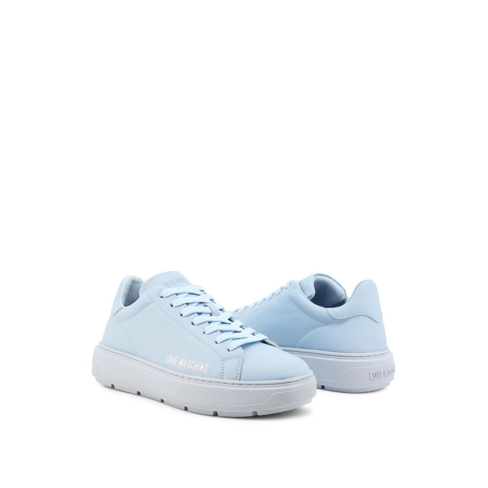 Moschino Blue Leather Low Top Sneakers - Luxe Marca