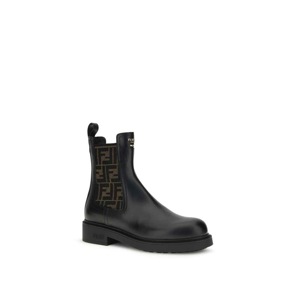 Fendi Black Calf Leather Bos Taurus Ankle Boots - Luxe Marca