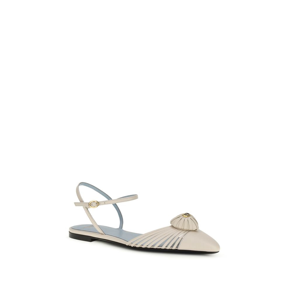 Valentino Garavani Beige Calf Leather Bos Taurus Sandals - Luxe Marca