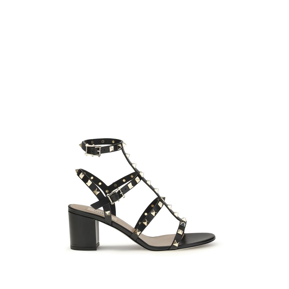Valentino Garavani Black Calf Leather Bos Taurus Platform Sandals - Luxe Marca